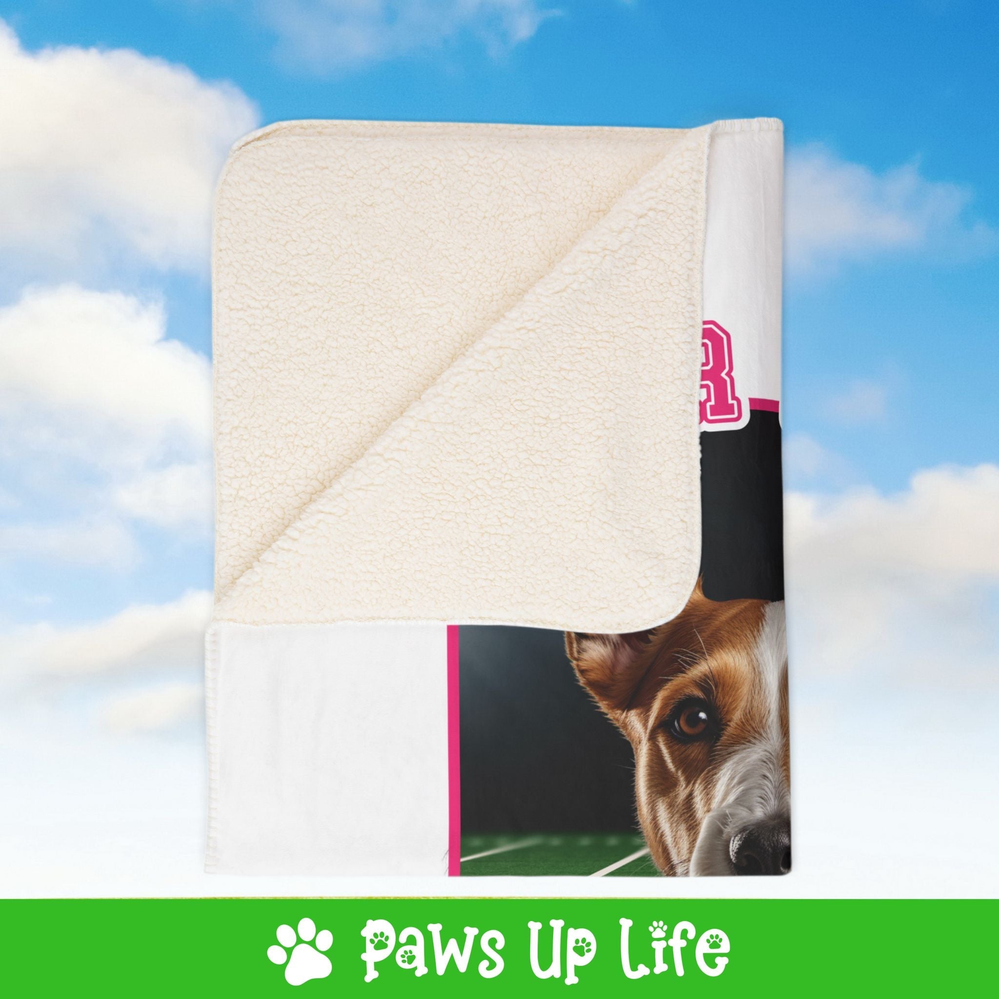 Fox Terrier Football Cheer Buddy Cheerleading Dog Fleece Sherpa Blanket - Perfect for Snuggling and Cozy Napping | Paws Up Life, LLC