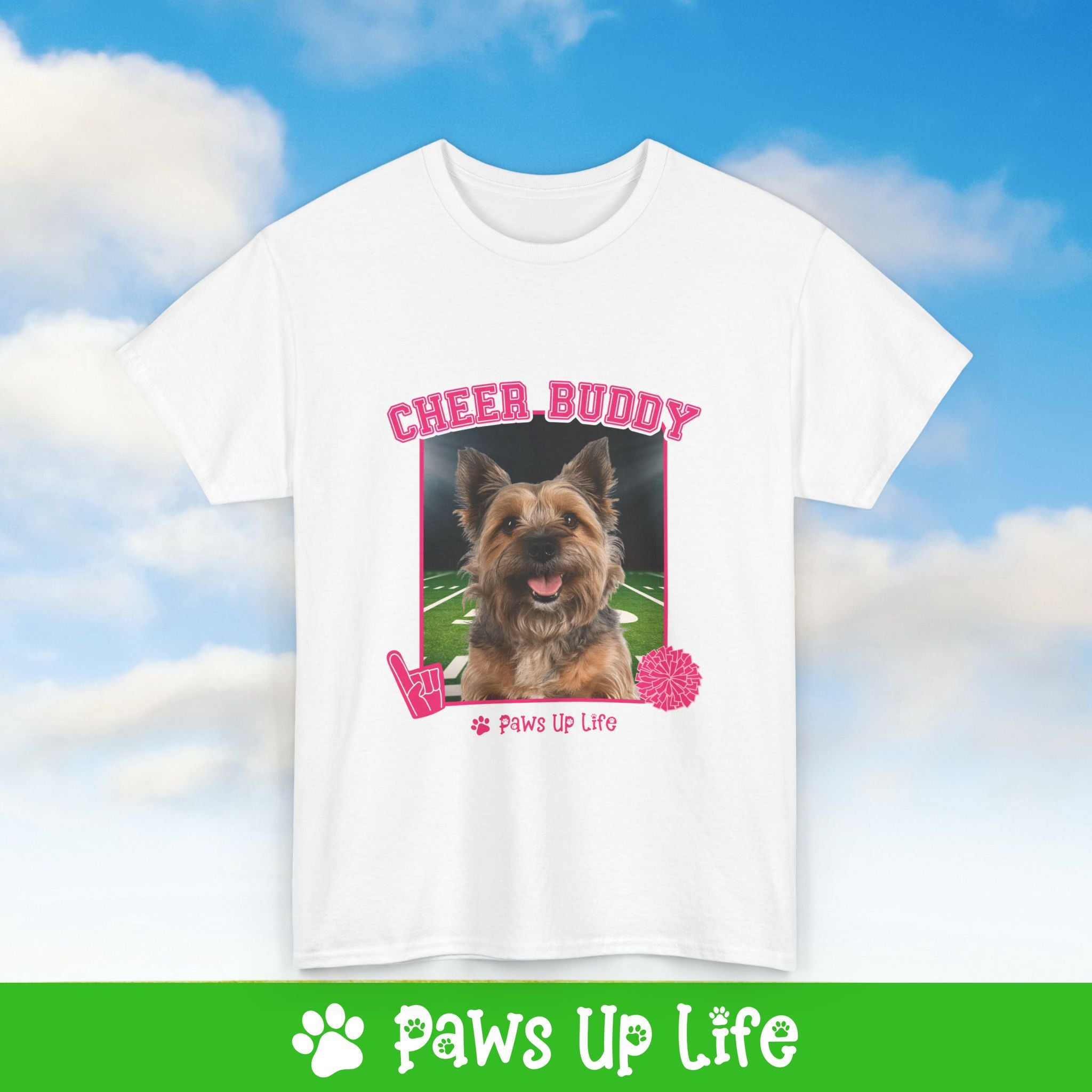 Brown Norfolk Terrier Football Cheer Buddy Cheerleading Dog Tee, Shirt, Unisex Pet Lover Gift, Dog Mom Dad Tshirt, Animal Rescue Advocate, Cute Puppy Graphic Top Classic Collar | Paws Up Life, LLC