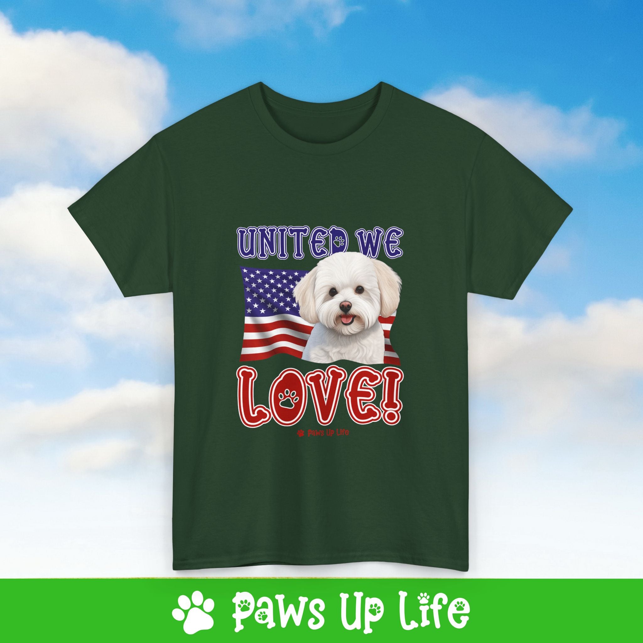 Bichon Frise Dog United We Love Dog Tee, Shirt, Unisex Pet Lover Gift, Dog Mom Dad Tshirt, Animal Rescue Advocate, Cute Puppy Graphic Top Classic Collar