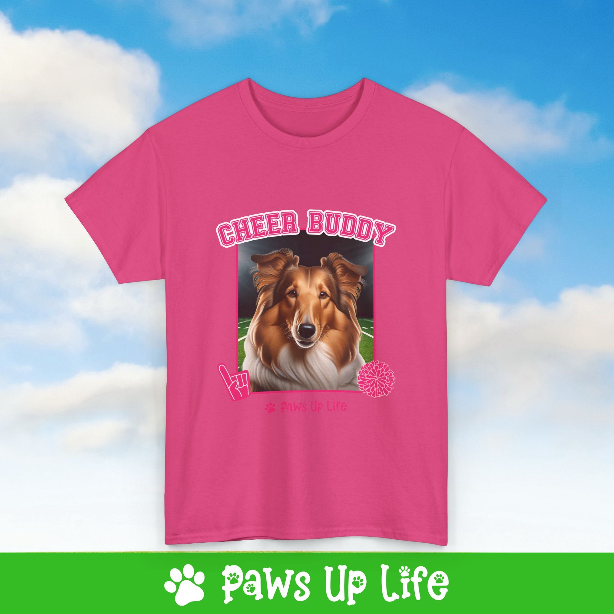 Collie Football Cheer Buddy Cheerleading Dog Tee, Shirt, Unisex Pet Lover Gift, Dog Mom Dad Tshirt, Animal Rescue Advocate, Cute Puppy Graphic Top Classic Collar | Paws Up Life, LLC