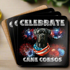 Celebrate Cane Corso Dog Corkwood Coaster Set of 4 Patriotic | Paws Up Life, LLC