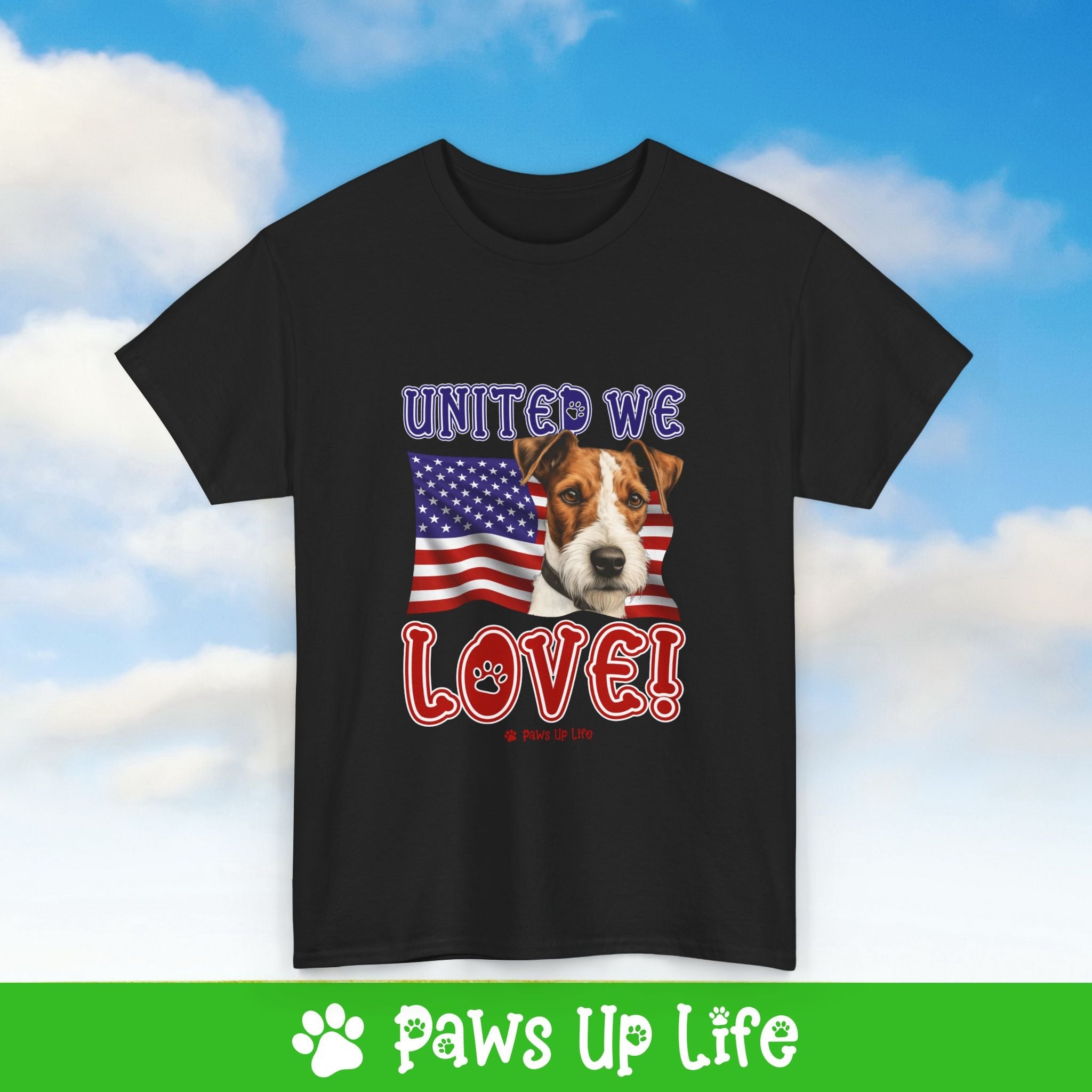 Fox Terrier Dog United We Love Dog Tee, Shirt, Unisex Pet Lover Gift, Dog Mom Dad Tshirt, Animal Rescue Advocate, Cute Puppy Graphic Top Classic Collar | Paws Up Life, LLC