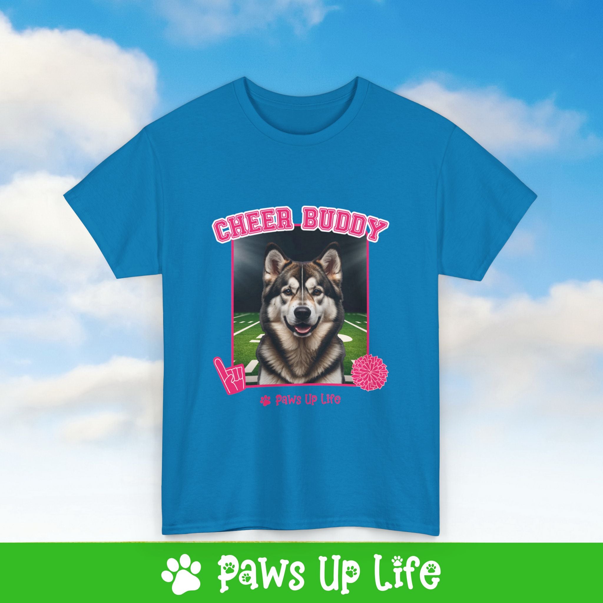 Alaskan Malamute Cheer Buddy Cheerleading Dog Tee, Shirt, Unisex Pet Lover Gift, Dog Mom Dad Tshirt, Animal Rescue Advocate, Cute Puppy Graphic Top Classic Collar | Paws Up Life, LLC