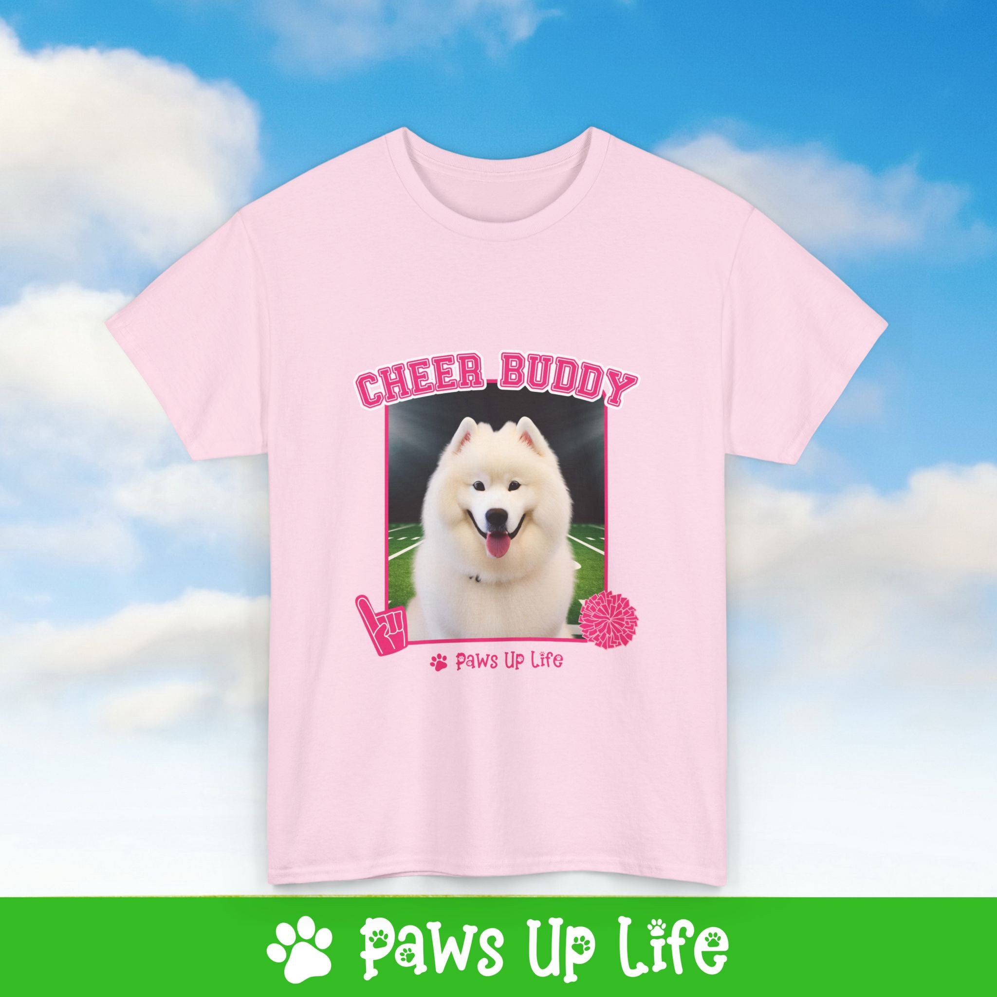 Samoyed Football Cheer Buddy Cheerleading Dog Tee, Shirt, Unisex Pet Lover Gift, Dog Mom Dad Tshirt, Animal Rescue Advocate, Cute Puppy Graphic Top Classic Collar | Paws Up Life, LLC