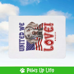 "United We Love" Weimaraner Patriotic Fleece Sherpa Blanket - Perfect for Snuggling and Cozy Napping