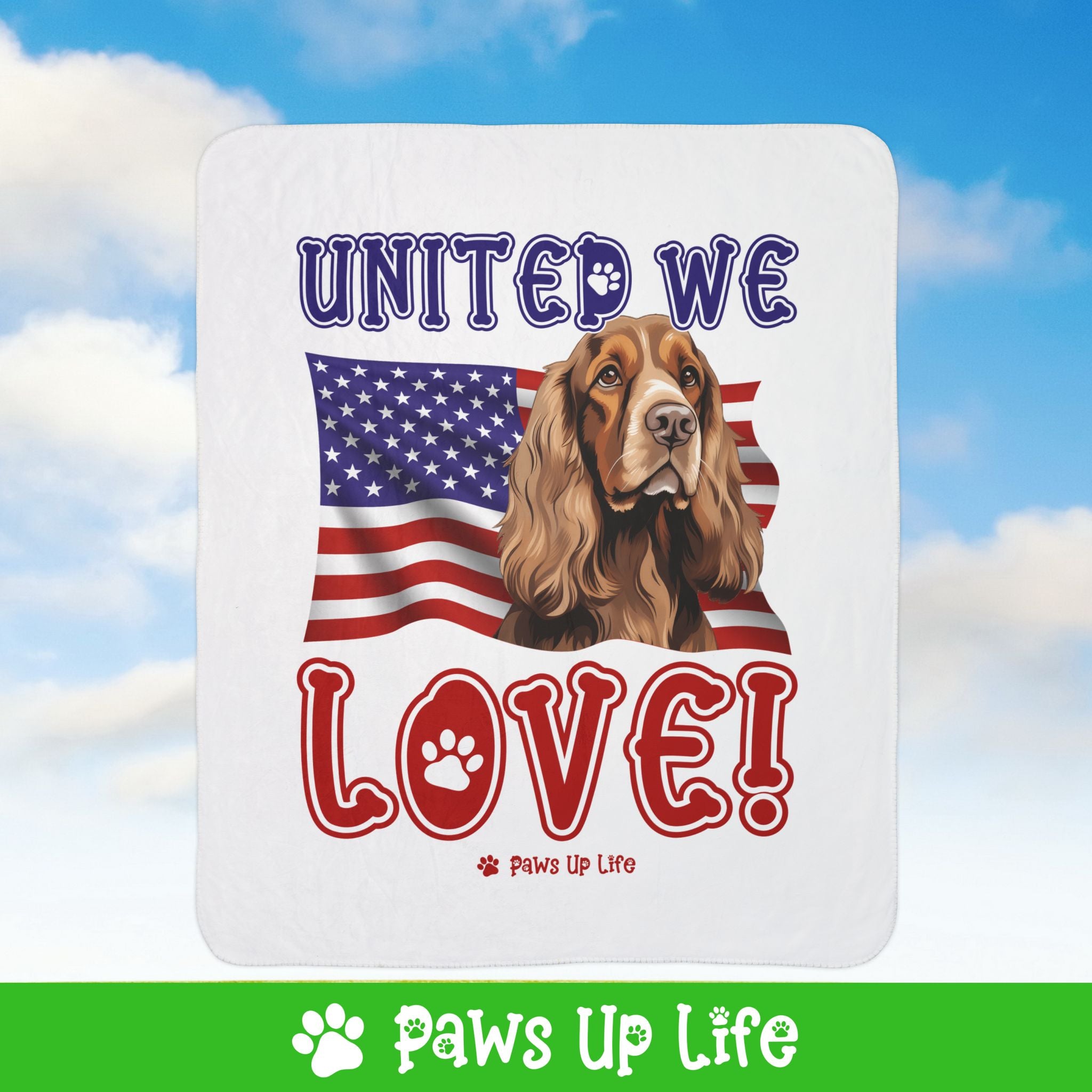 English Cocker Spaniel Dog United We Love Fleece Sherpa Blanket - Perfect for Snuggling and Cozy Napping | Paws Up Life, LLC