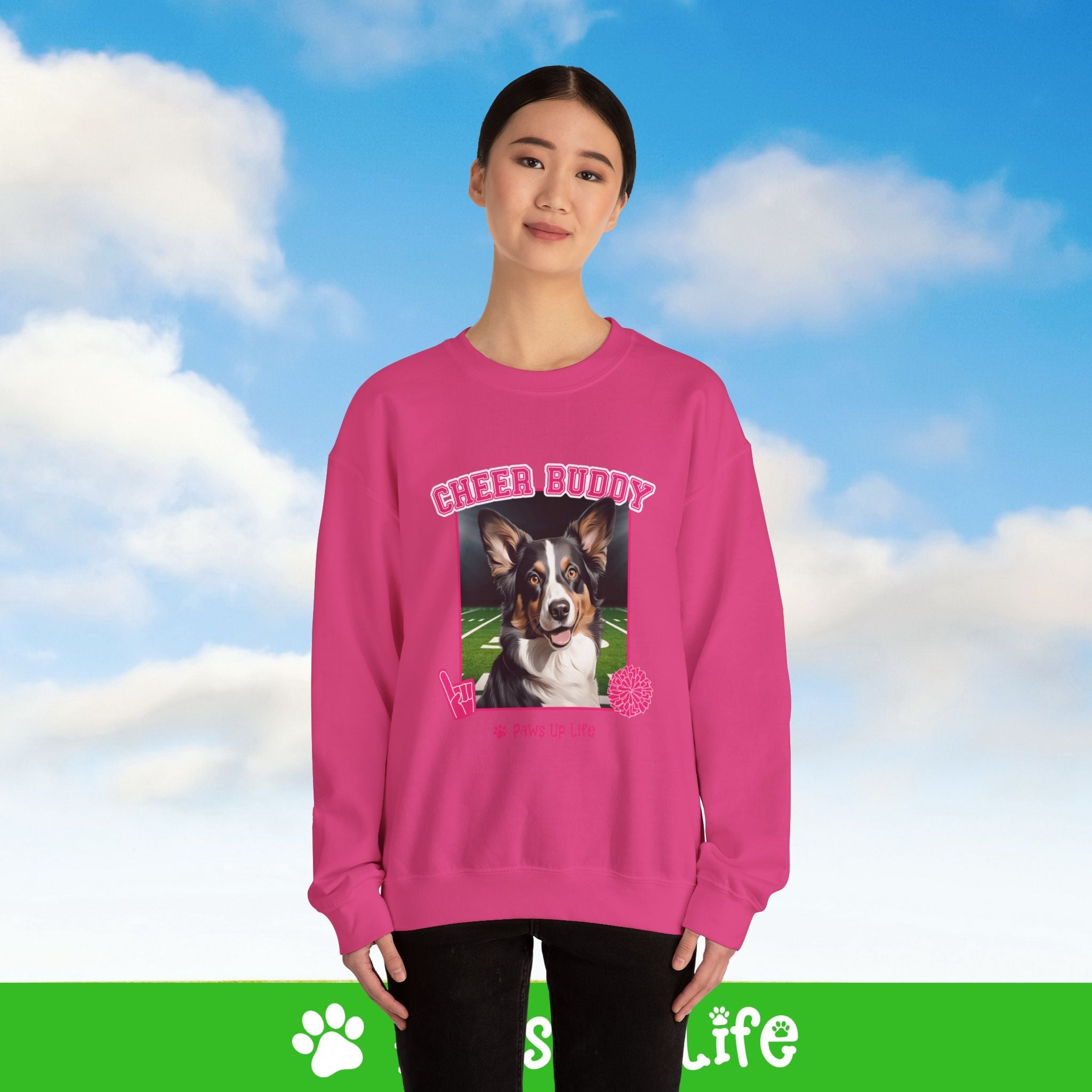 Cardigan Welsh Corgi Football Cheer Buddy Cheerleading Dog Crewneck Sweatshirt, Unisex Gift for Animal Lovers, Dog Mom Dad Sweatshirt, Cute Dog Lover Apparel, Fun Pet | Paws Up Life, LLC