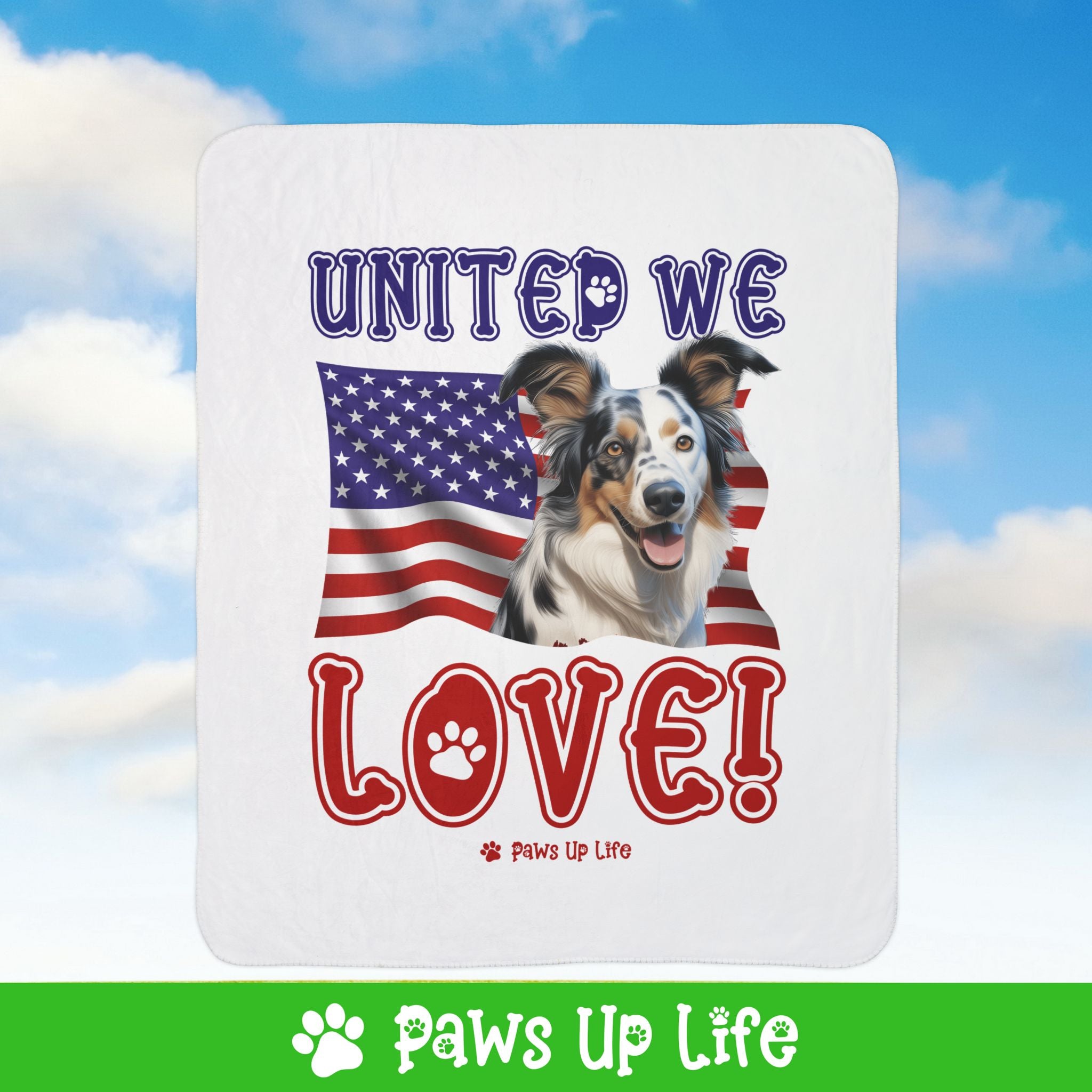 Australian Koolie Dog United We Love Fleece Sherpa Blanket - Perfect for Snuggling and Cozy Napping | Paws Up Life, LLC