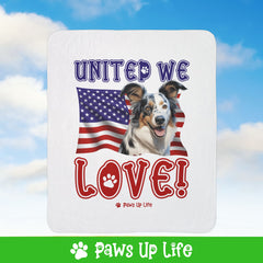 Australian Koolie Dog United We Love Fleece Sherpa Blanket - Perfect for Snuggling and Cozy Napping | Paws Up Life, LLC