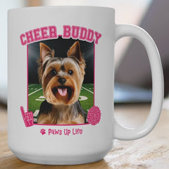 Yorkshire Terrier Football Cheer Buddy Cheerleading Dog 15oz Large Coffee Mug Ceramic Drinkware Tea Washable | Paws Up Life, LLC