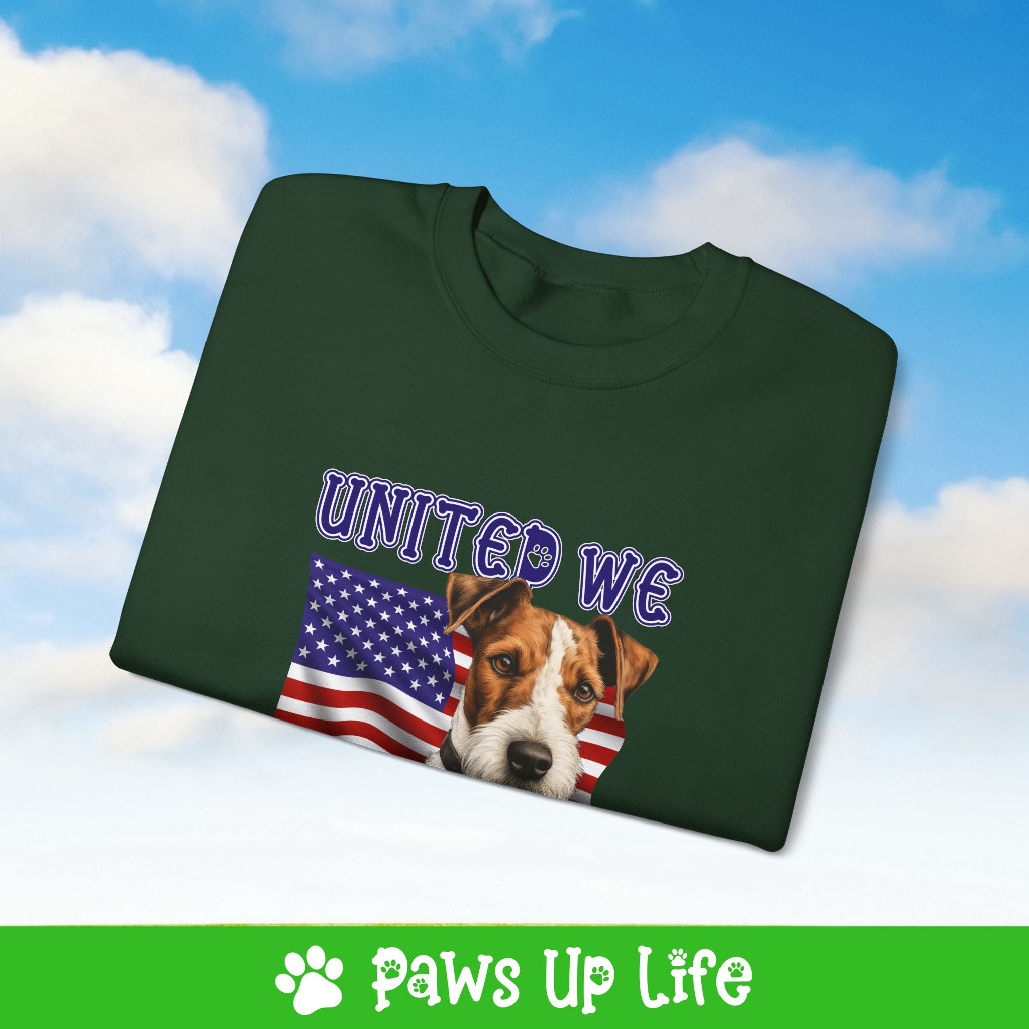 Fox Terrier Dog United We Love Dog Crewneck Sweatshirt, Unisex Gift for Animal Lovers, Dog Mom Dad Sweatshirt, Cute Dog Lover Apparel, Fun Pet | Paws Up Life, LLC