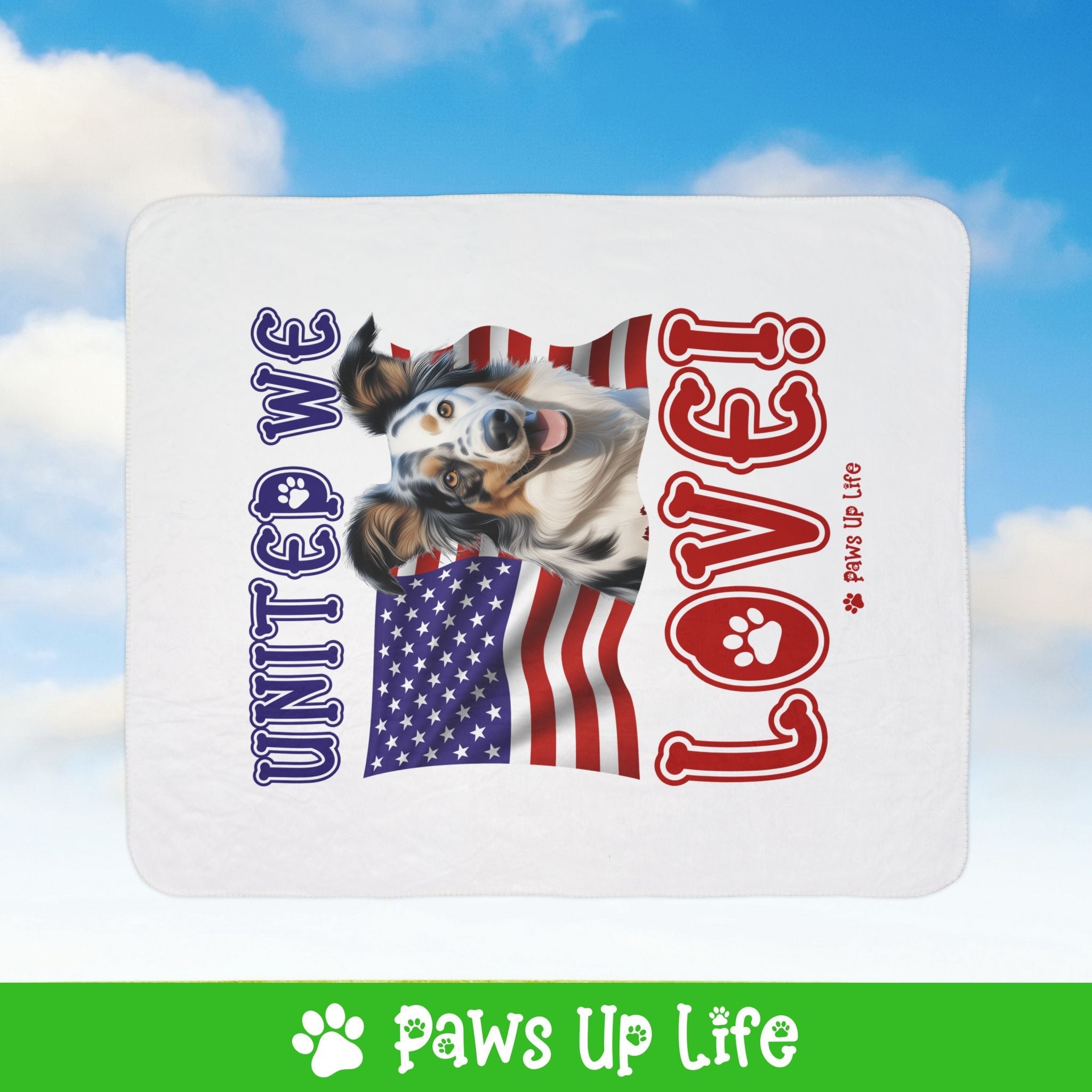 Australian Koolie Dog United We Love Fleece Sherpa Blanket - Perfect for Snuggling and Cozy Napping | Paws Up Life, LLC