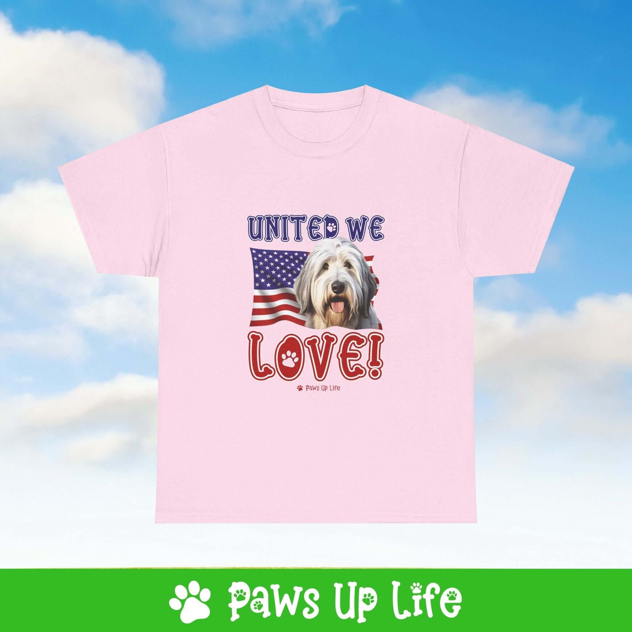 Old English Sheepdog Dog United We Love Dog Tee, Shirt, Unisex Pet Lover Gift, Dog Mom Dad Tshirt, Animal Rescue Advocate, Cute Puppy Graphic Top Classic Collar | Paws Up Life, LLC