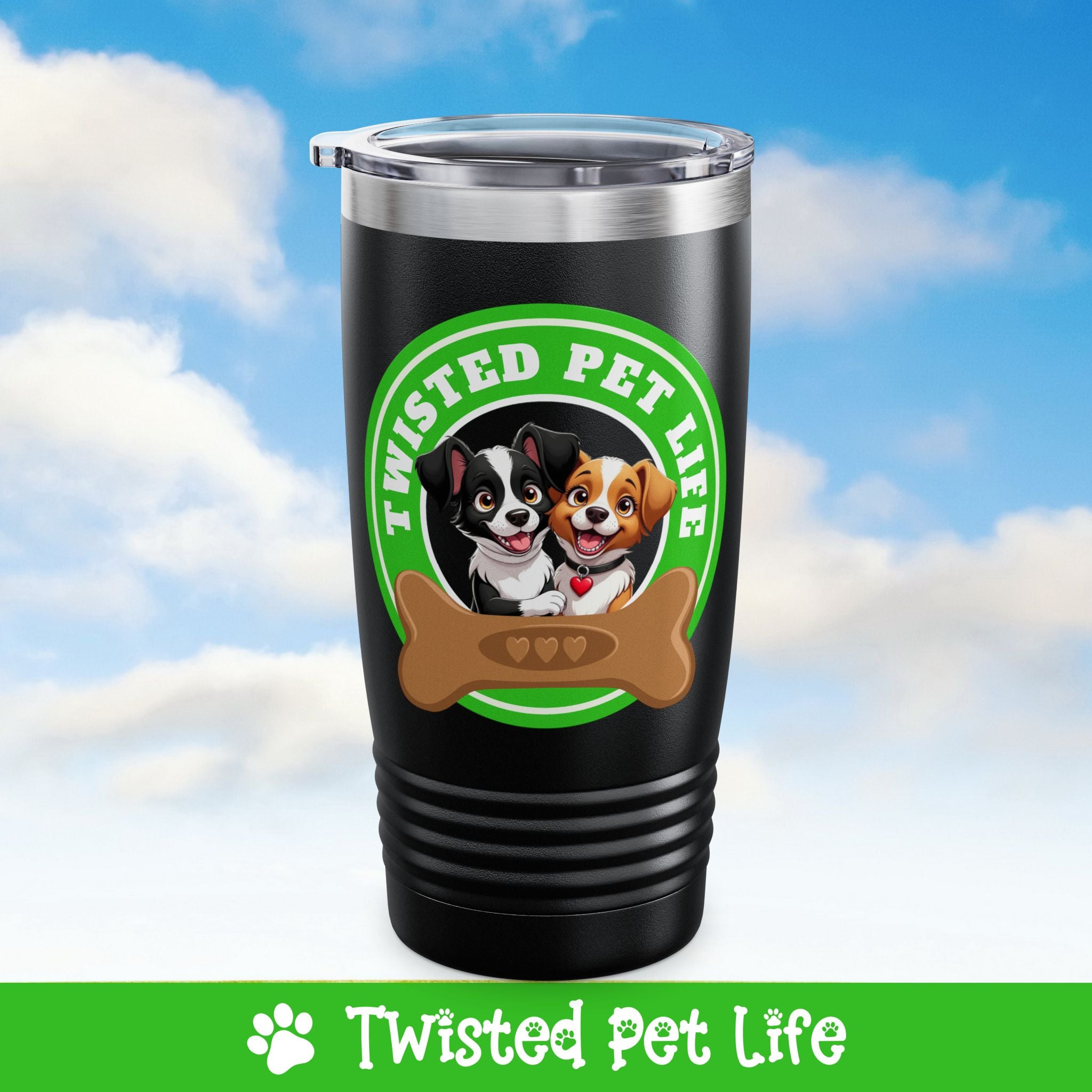 Twisted Pet Life Brand Logo Ringneck Tumbler 20oz Green