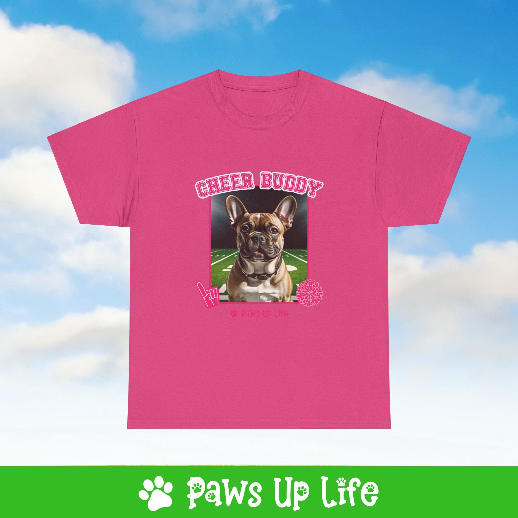 French Bulldog Football Cheer Buddy Cheerleading Dog Tee, Shirt, Unisex Pet Lover Gift, Dog Mom Dad Tshirt, Animal Rescue Advocate, Cute Puppy Graphic Top Classic Collar | Paws Up Life, LLC