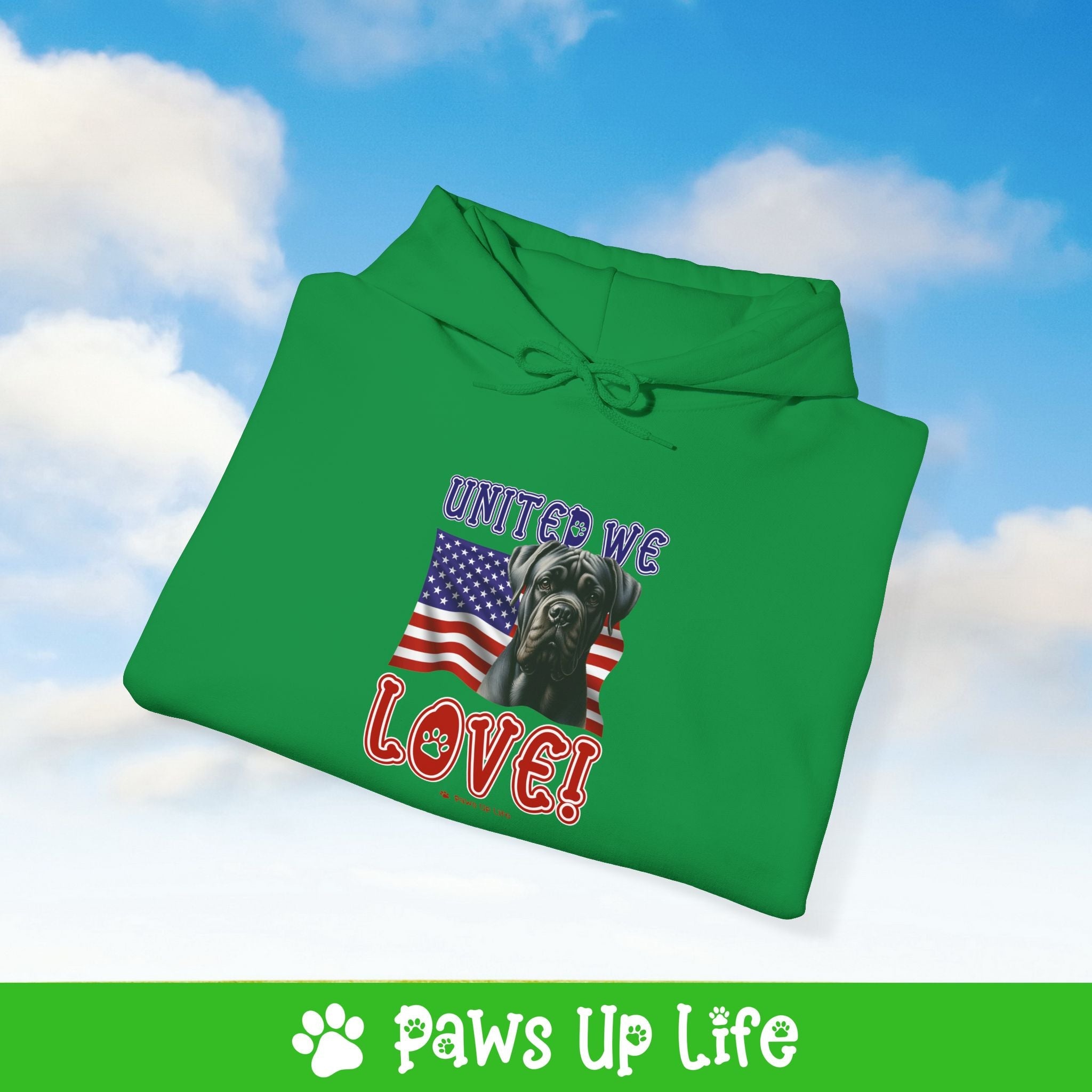 Cane Corso Dog United We Love Unisex Hoodie Hooded Sweatshirt Classic Comfy Cotton | Paws Up Life, LLC