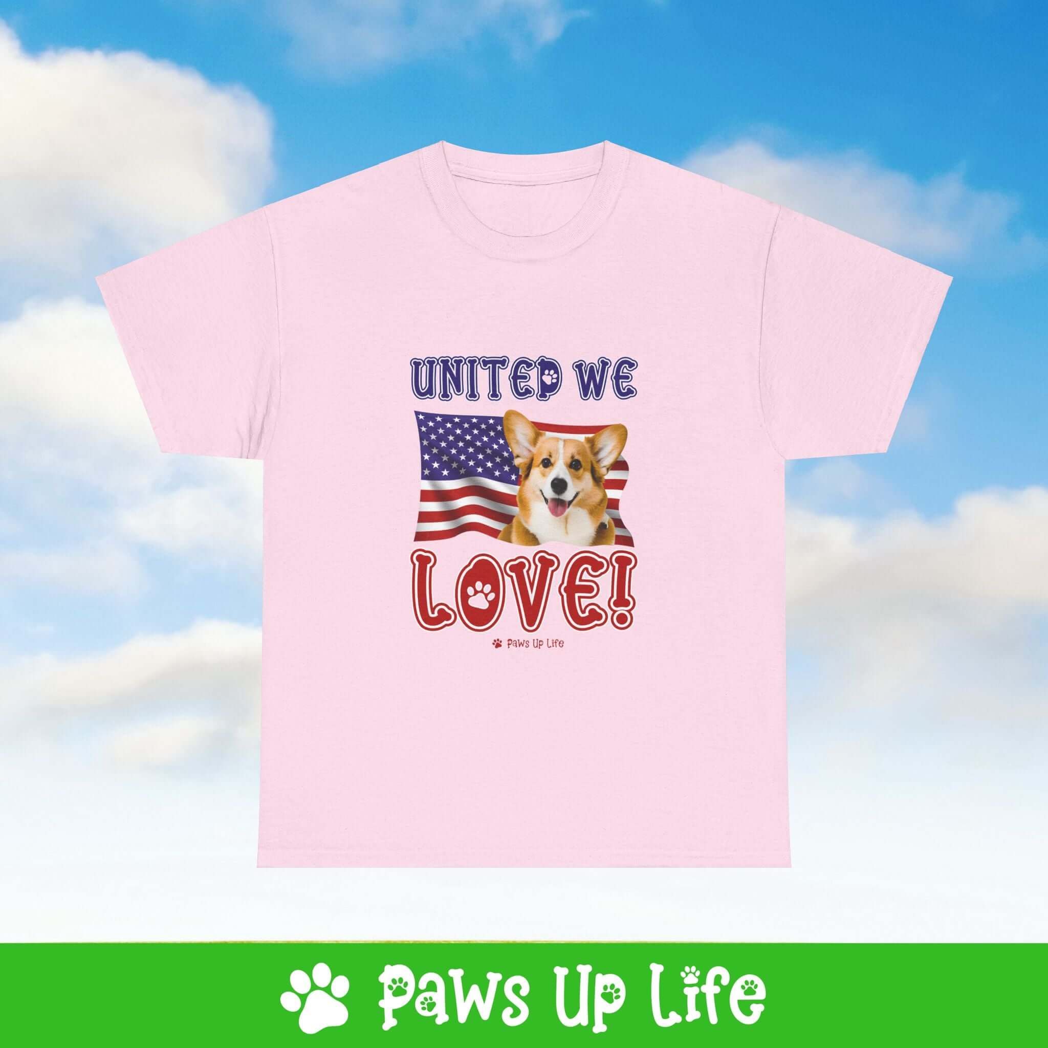 Pembroke Welsh Corgi Dog United We Love Dog Tee, Shirt, Unisex Pet Lover Gift, Dog Mom Dad Tshirt, Animal Rescue Advocate, Cute Puppy Graphic Top Classic Collar | Paws Up Life, LLC