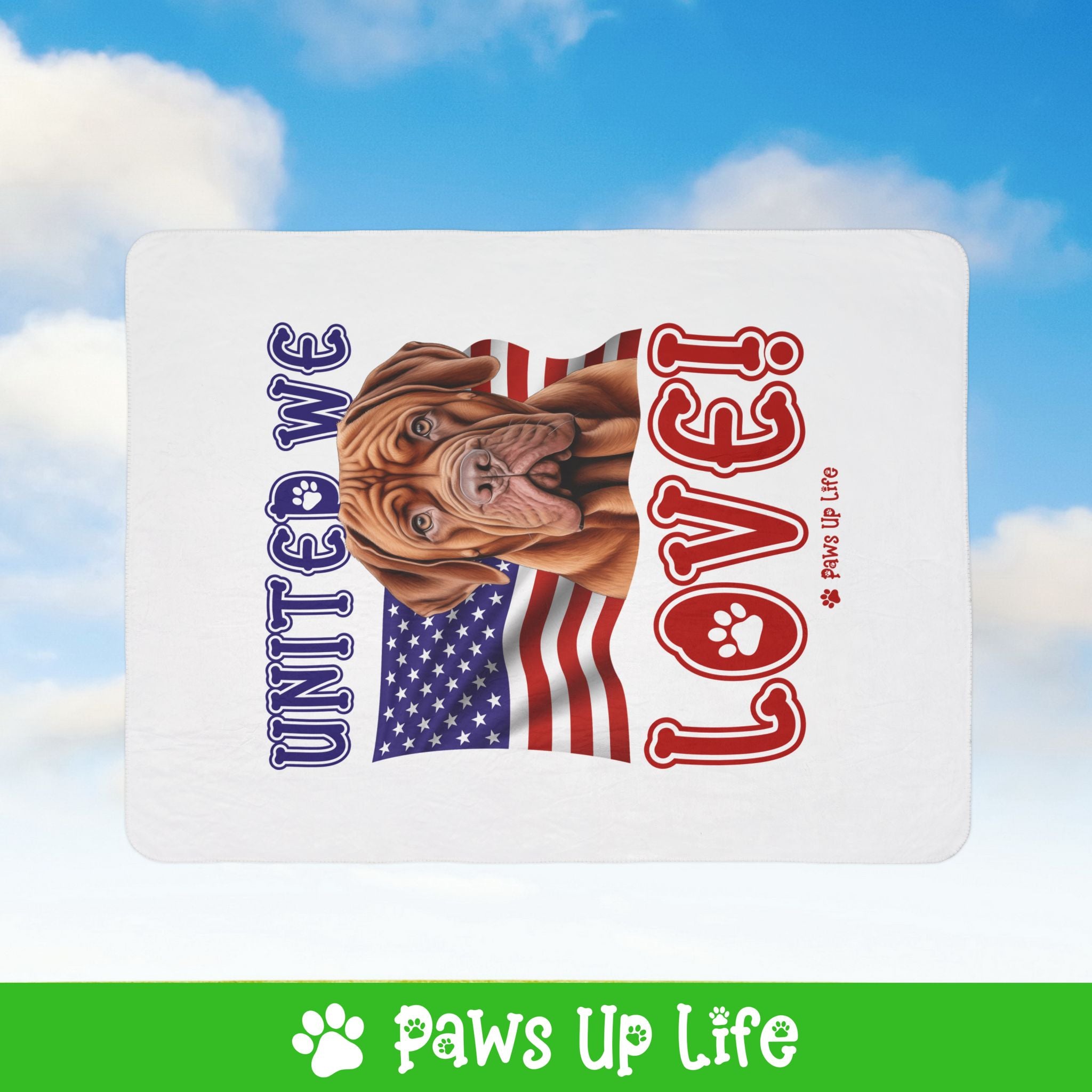 Dogeus de Bordeax Dog United We Love Fleece Sherpa Blanket - Perfect for Snuggling and Cozy Napping | Paws Up Life, LLC