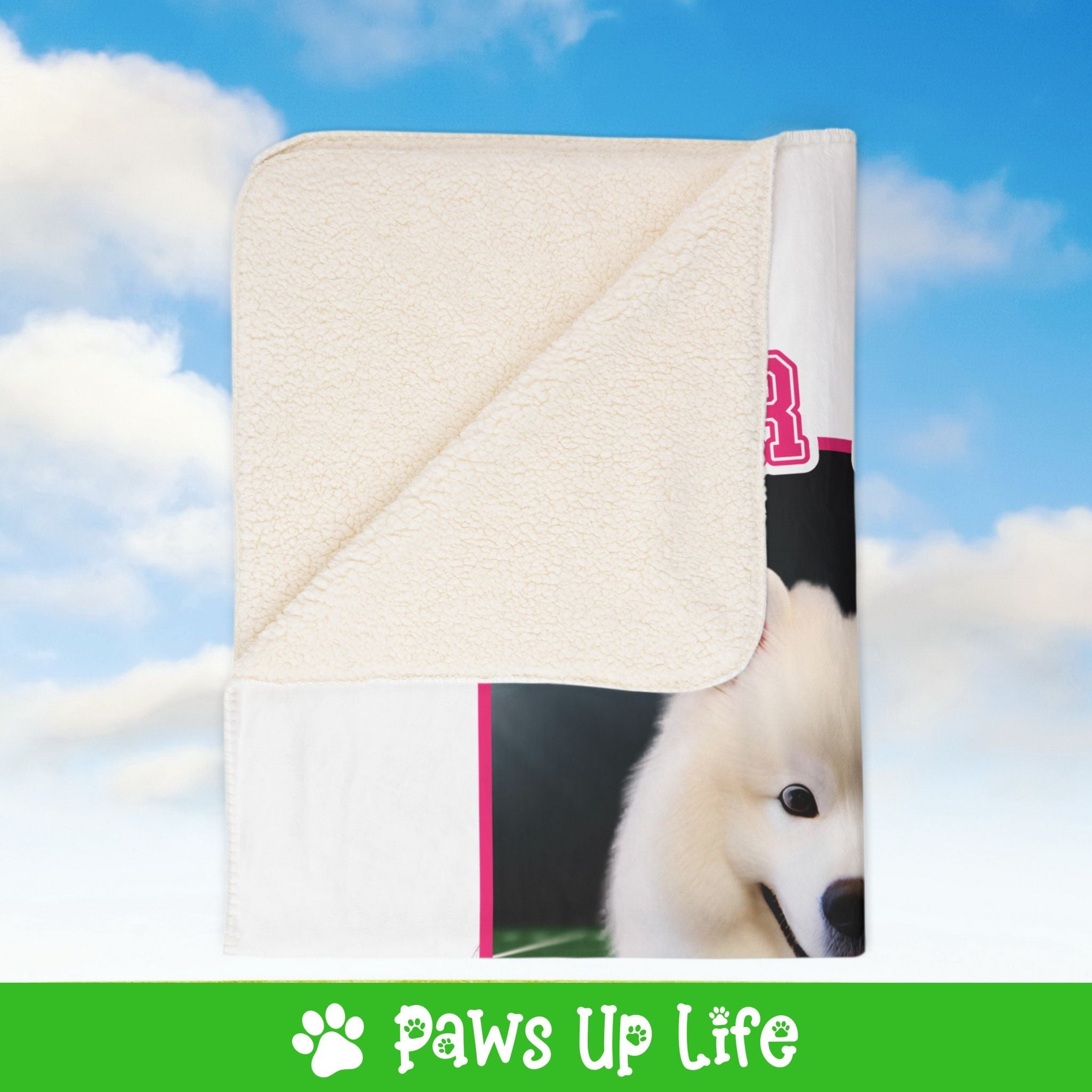 Samoyed Football Cheer Buddy Cheerleading Dog Fleece Sherpa Blanket - Perfect for Snuggling and Cozy Napping | Paws Up Life, LLC