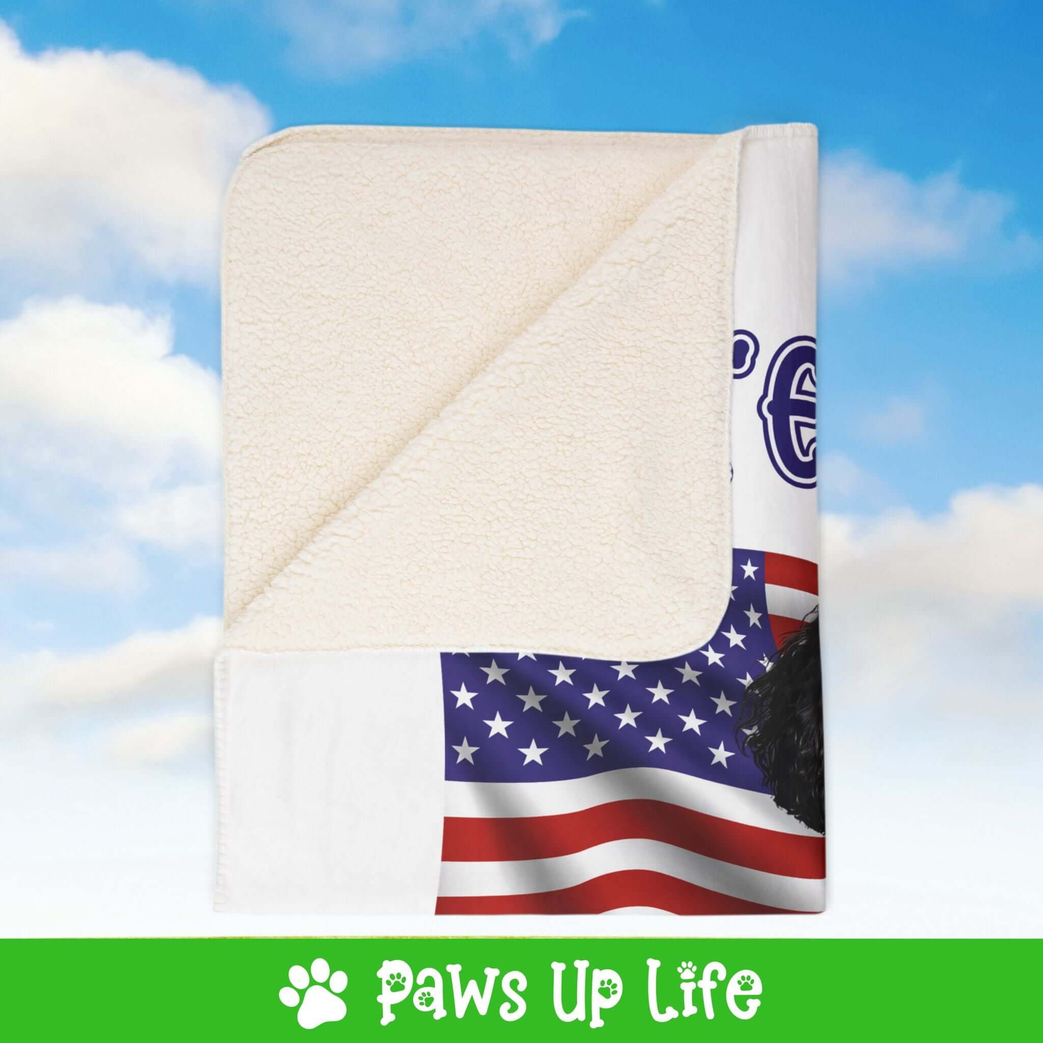 "United We Love" Black Poodle Patriotic Fleece Sherpa Blanket - Perfect for Snuggling and Cozy Napping | Paws Up Life, LLC