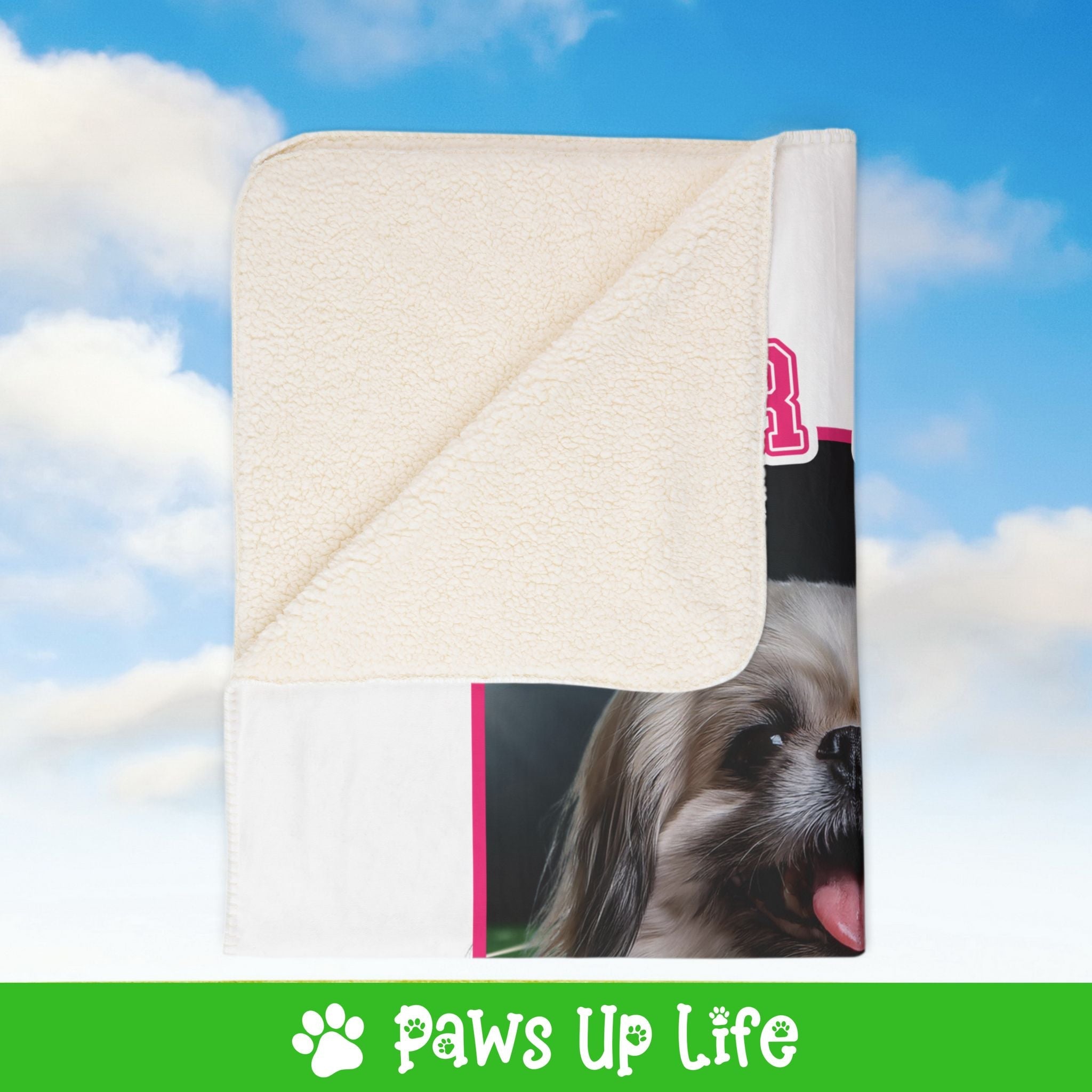 Pekinese Football Cheer Buddy Cheerleading Dog Fleece Sherpa Blanket - Perfect for Snuggling and Cozy Napping | Paws Up Life, LLC