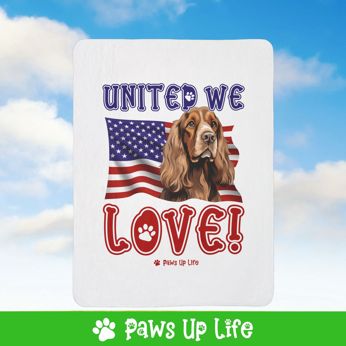 English Cocker Spaniel Dog United We Love Fleece Sherpa Blanket - Perfect for Snuggling and Cozy Napping | Paws Up Life, LLC