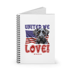 Giant Schnauzer Dog United We Love Spiral Notebook for Office and Home - Ruled Line | Paws Up Life, LLC