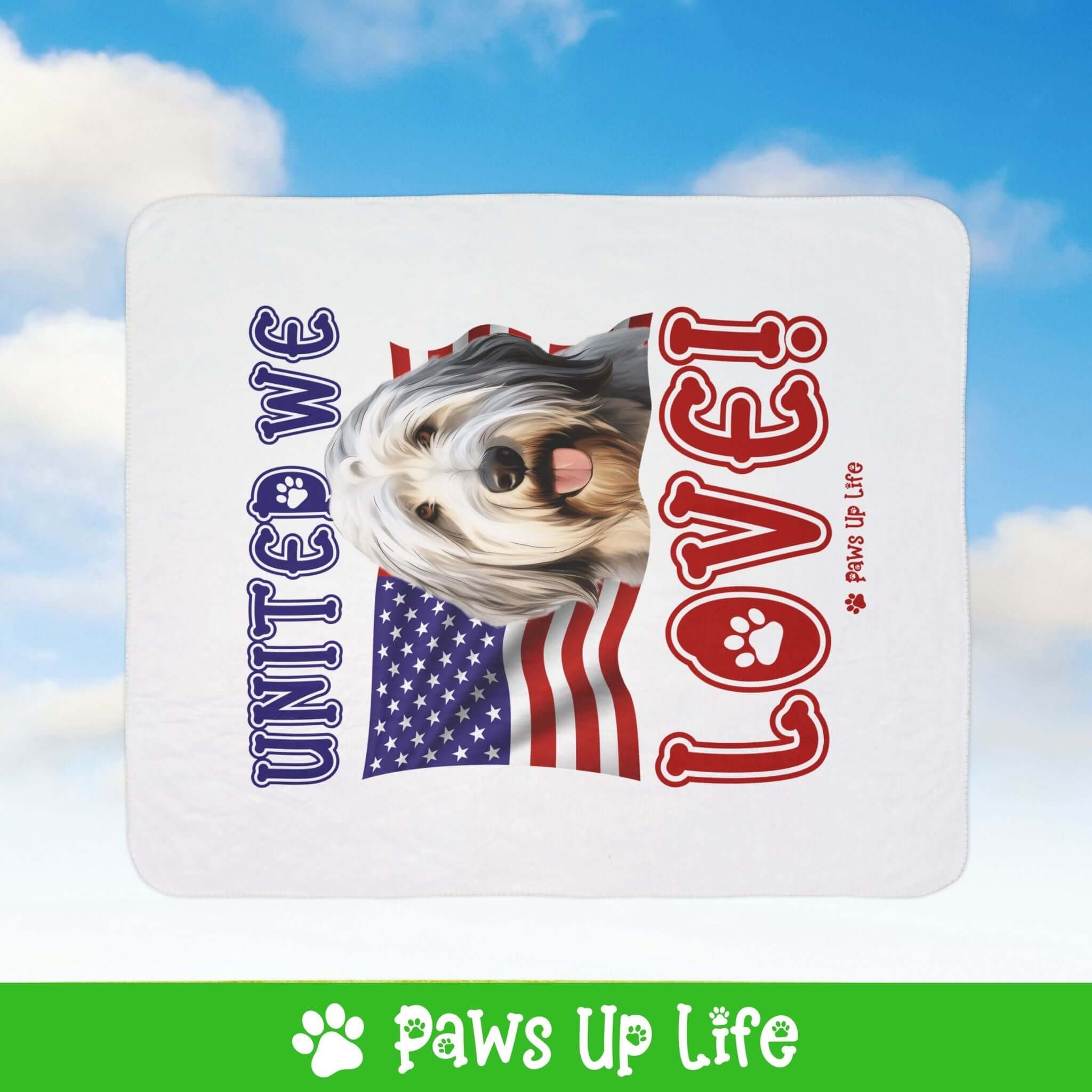 Old English Sheepdog Dog United We Love Fleece Sherpa Blanket - Perfect for Snuggling and Cozy Napping | Paws Up Life, LLC