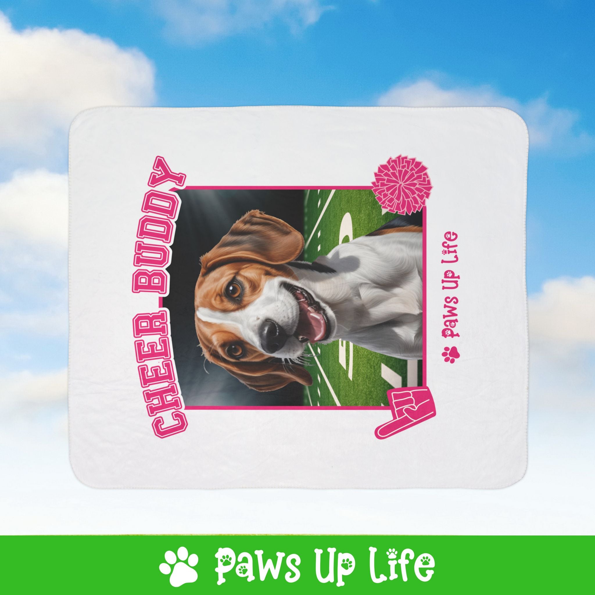 Beagle Cheer Buddy Cheerleading Dog Fleece Sherpa Blanket - Perfect for Snuggling and Cozy Napping