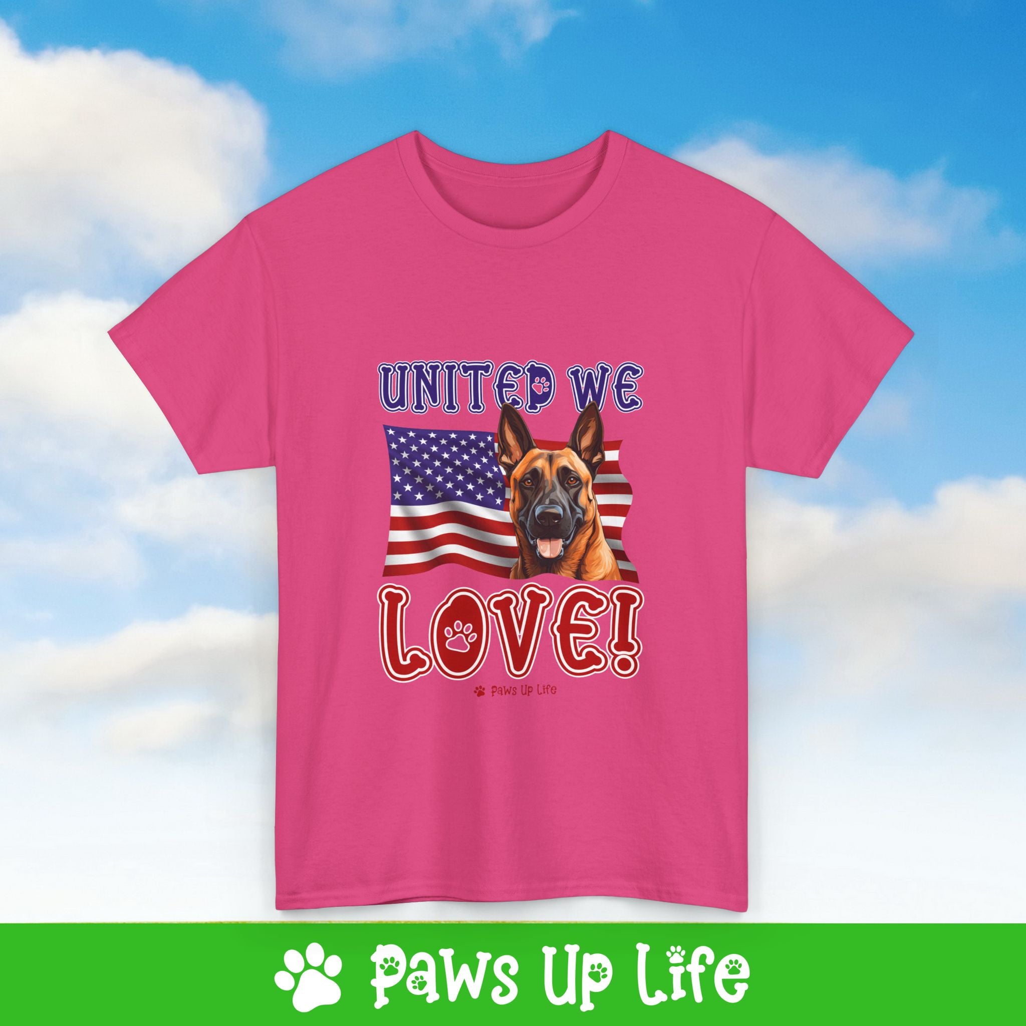 Belgian Malinois Dog United We Love Dog Tee, Shirt, Unisex Pet Lover Gift, Dog Mom Dad Tshirt, Animal Rescue Advocate, Cute Puppy Graphic Top Classic Collar | Paws Up Life, LLC