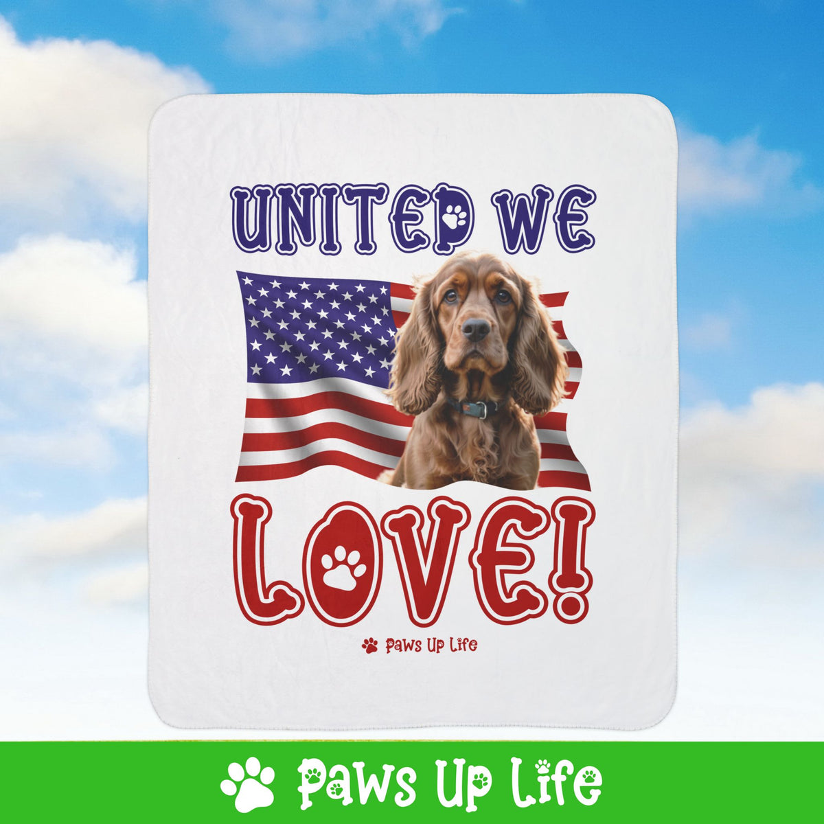 Cocker Spaniel Dog United We Love Fleece Sherpa Blanket - Perfect for Snuggling and Cozy Napping | Paws Up Life, LLC