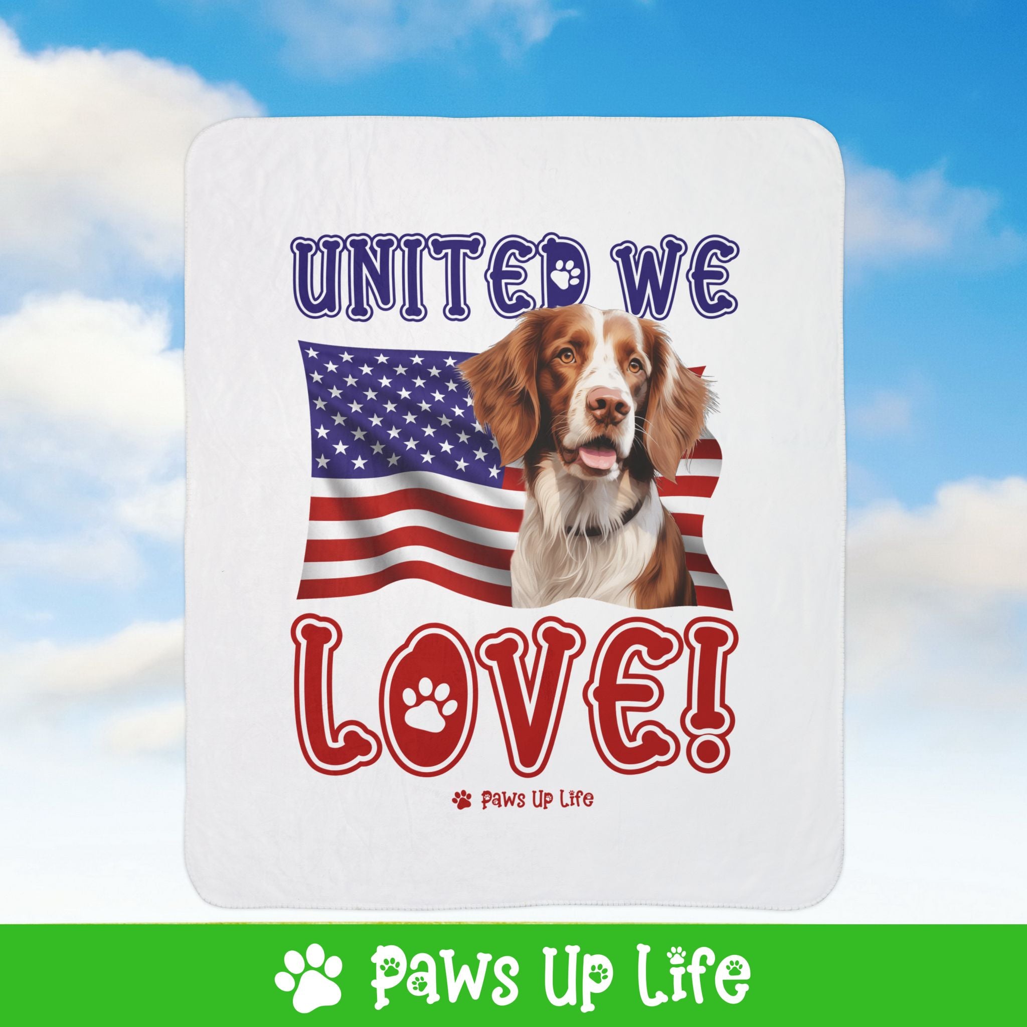 Brittany Dog United We Love Fleece Sherpa Blanket - Perfect for Snuggling and Cozy Napping | Paws Up Life, LLC