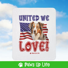 Australian Shepherd Dog United We Love Fleece Sherpa Blanket - Perfect for Snuggling and Cozy Napping