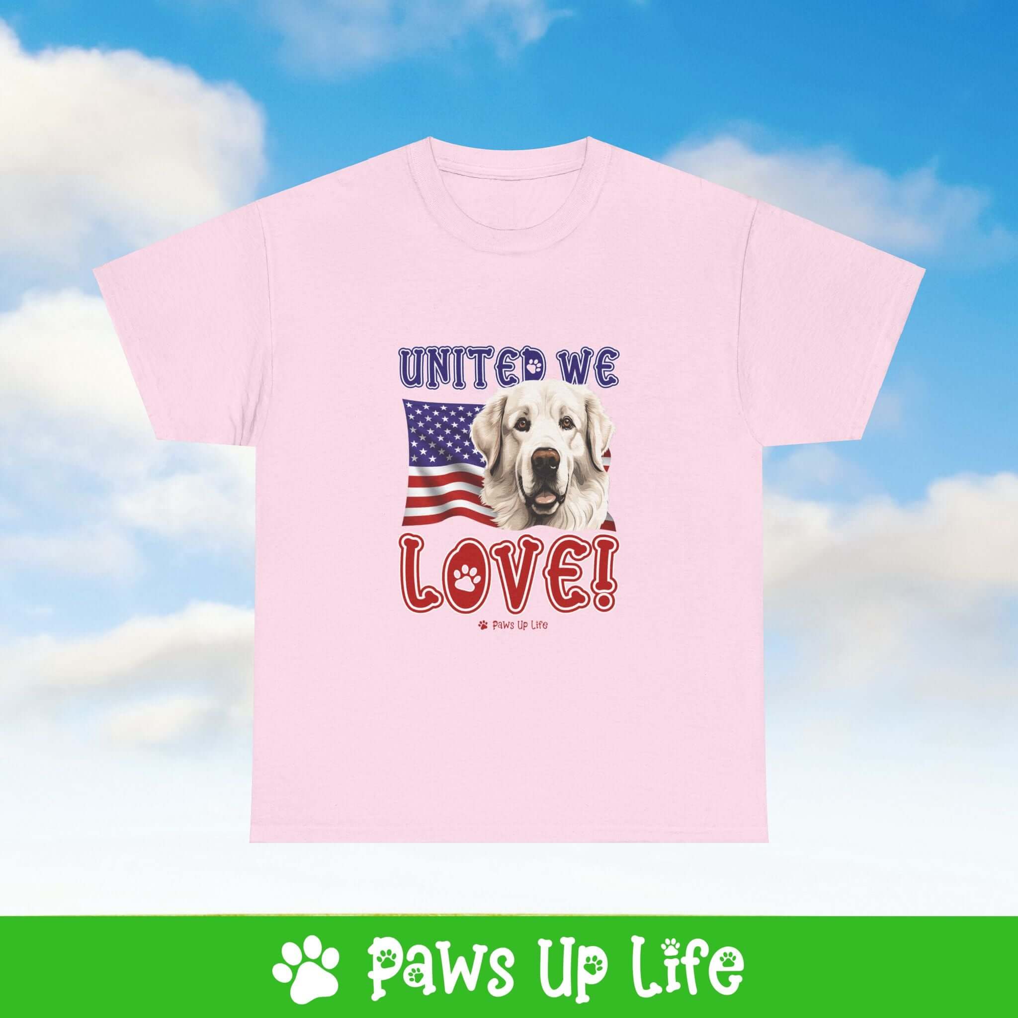 Great Pyrenees Dog United We Love Dog Tee, Shirt, Unisex Pet Lover Gift, Dog Mom Dad Tshirt, Animal Rescue Advocate, Cute Puppy Graphic Top Classic Collar | Paws Up Life, LLC