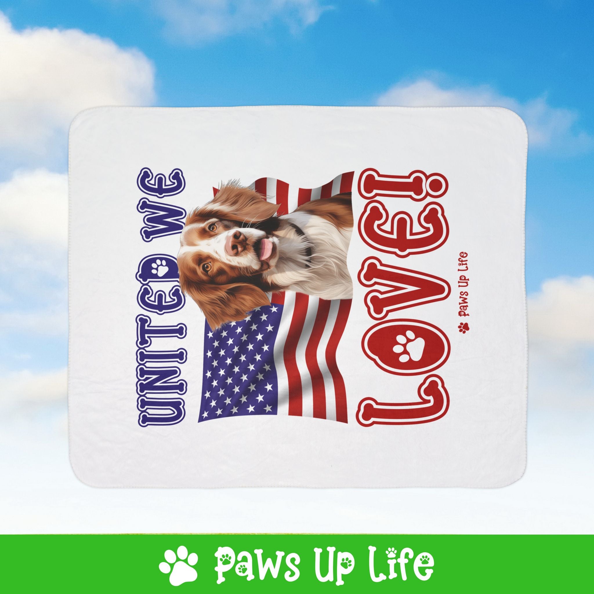 Brittany Dog United We Love Fleece Sherpa Blanket - Perfect for Snuggling and Cozy Napping | Paws Up Life, LLC