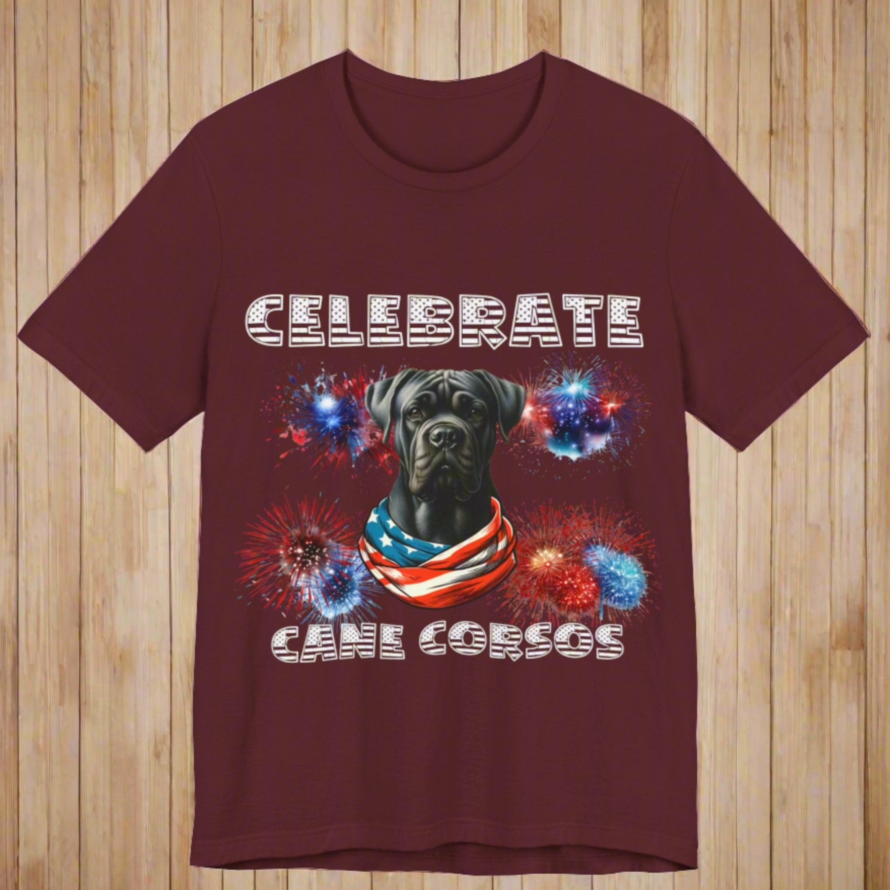 Celebrate Cane Corso Dog Patriotic Unisex Jersey Short Sleeve Tee Bella Canvas 3001 | Paws Up Life, LLC