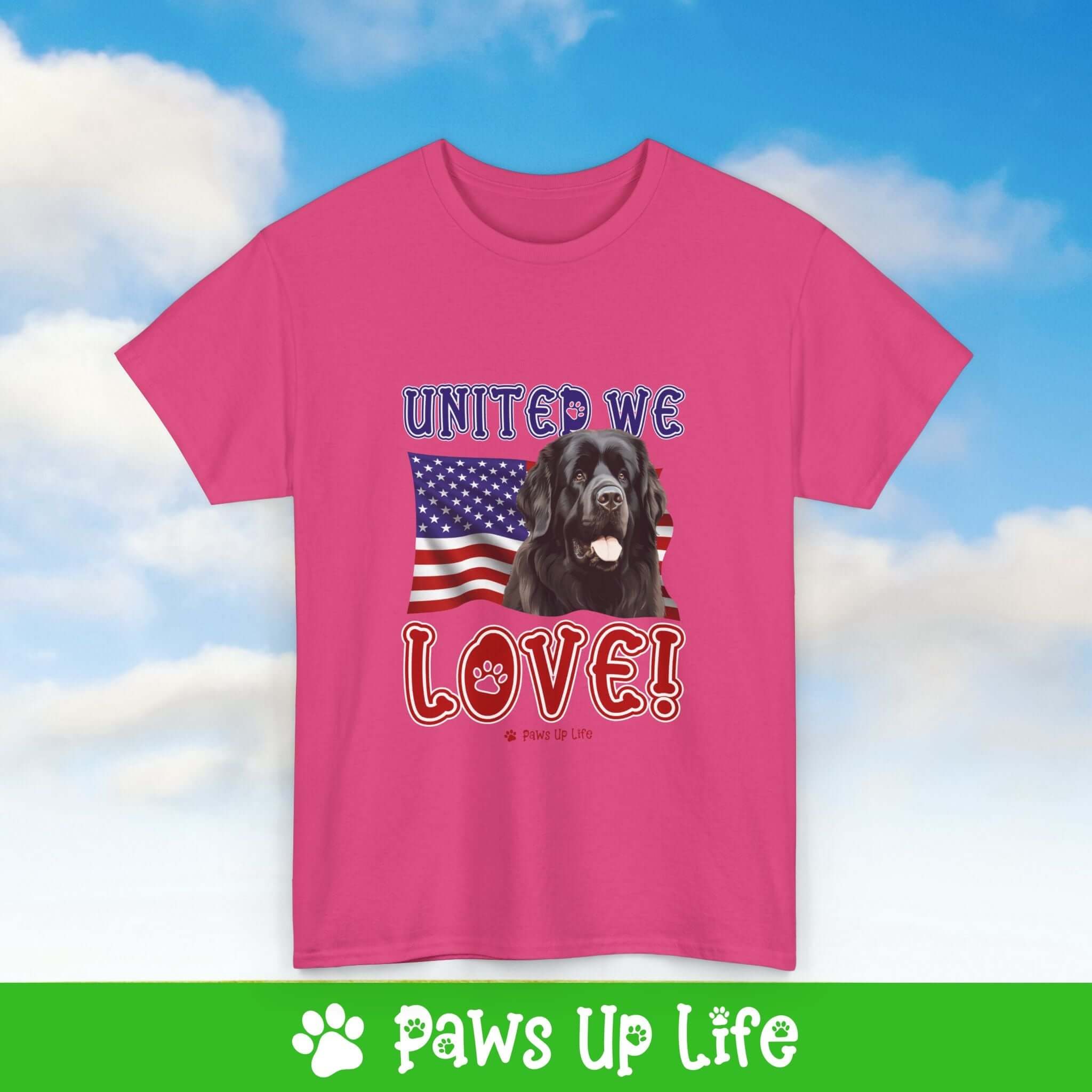 Newfoundland Dog United We Love Dog Tee, Shirt, Unisex Pet Lover Gift, Dog Mom Dad Tshirt, Animal Rescue Advocate, Cute Puppy Graphic Top Classic Collar | Paws Up Life, LLC