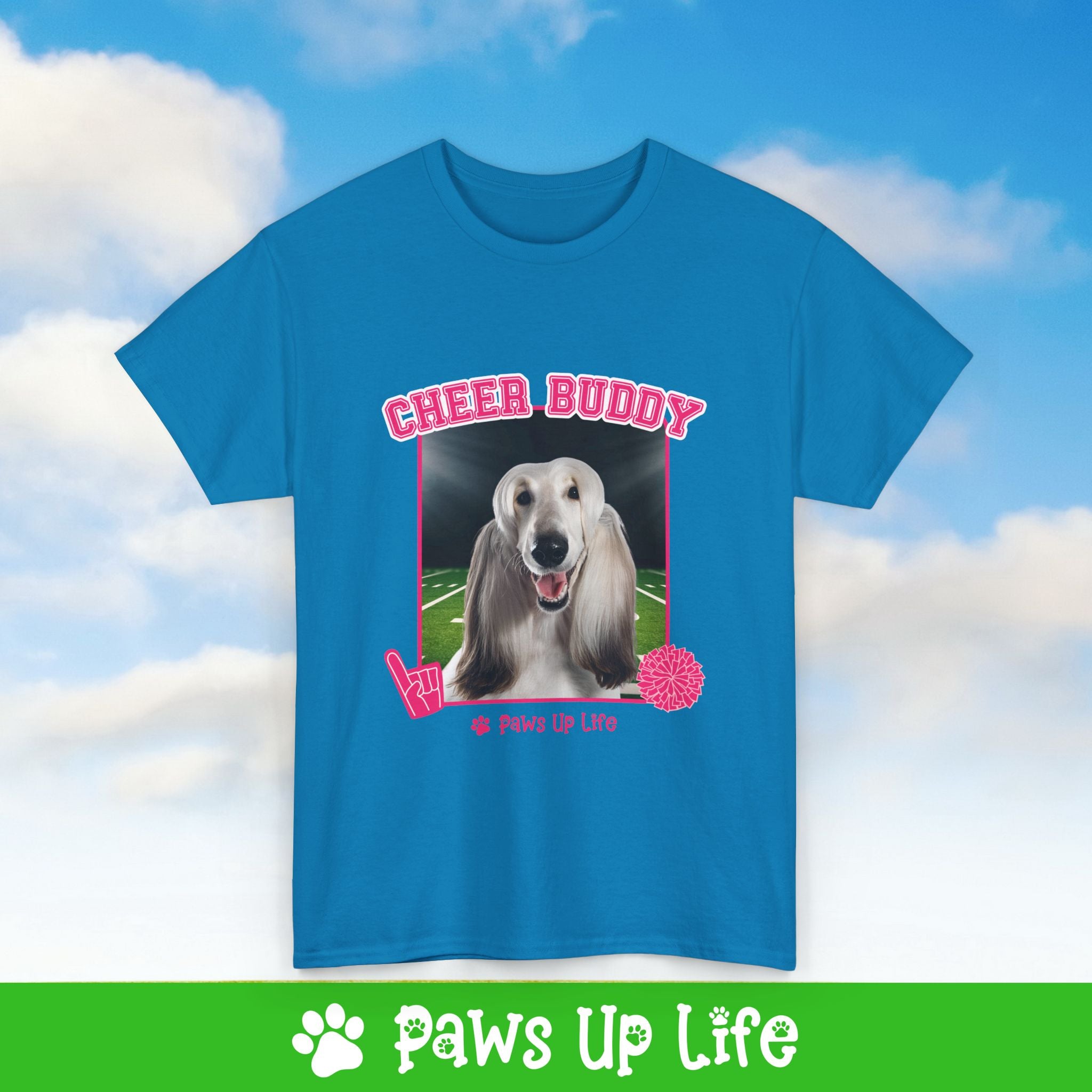 Afghan Hound Dog Cheerleader Tee, Shirt, Unisex Pet Lover Gift, Dog Mom Dad Tshirt, Animal Rescue Advocate, Cute Puppy Graphic Top Classic Collar | Paws Up Life, LLC