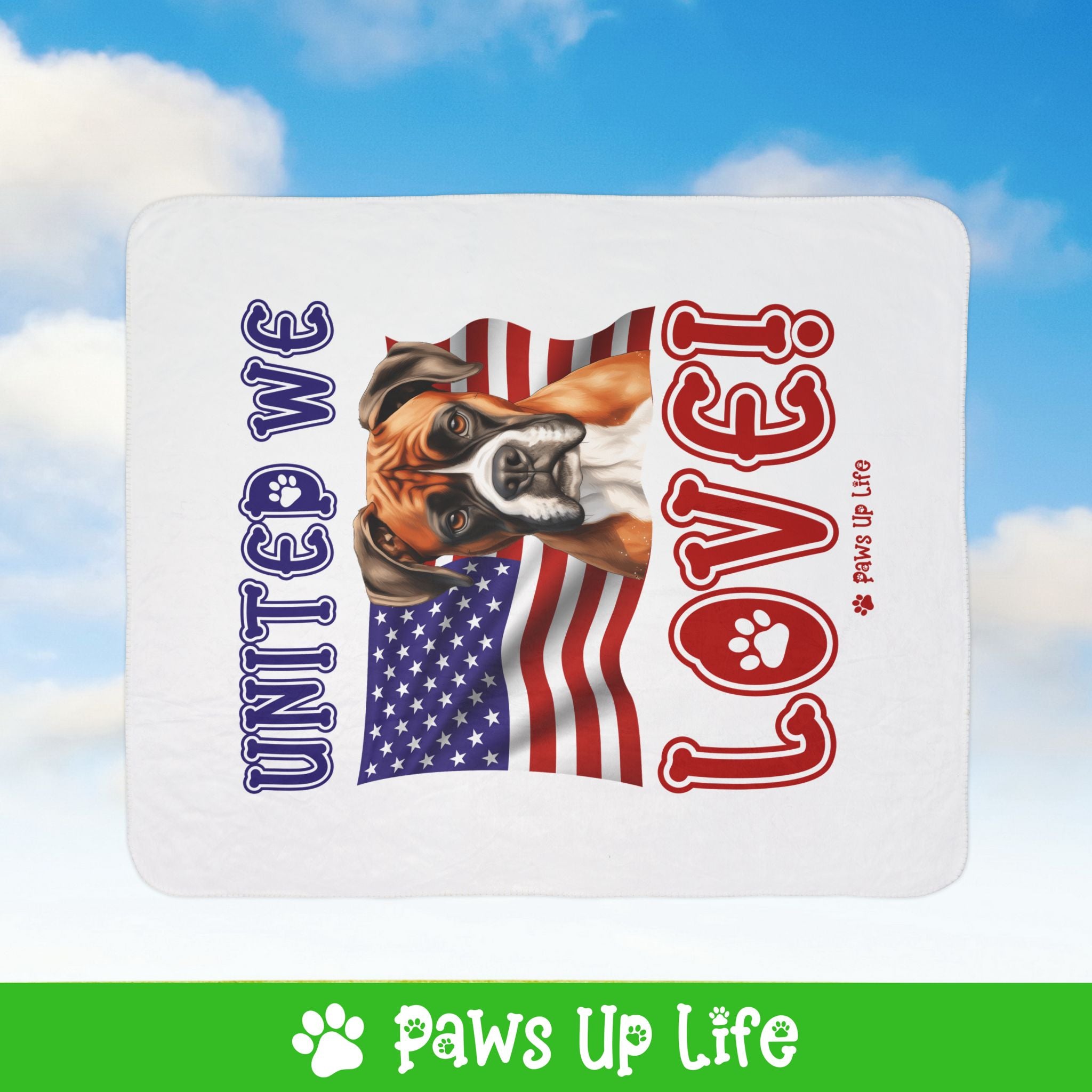 Boxer Dog United We Love Fleece Sherpa Blanket - Perfect for Snuggling and Cozy Napping | Paws Up Life, LLC