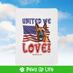 Belgian Malinois Dog United We Love Fleece Sherpa Blanket - Perfect for Snuggling and Cozy Napping