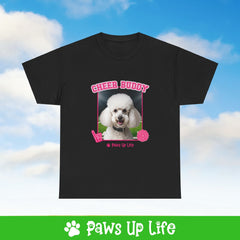 White Poodle Football Cheer Buddy Cheerleading Dog Tee, Shirt, Unisex Pet Lover Gift, Dog Mom Dad Tshirt, Animal Rescue Advocate, Cute Puppy Graphic Top Classic Collar | Paws Up Life, LLC