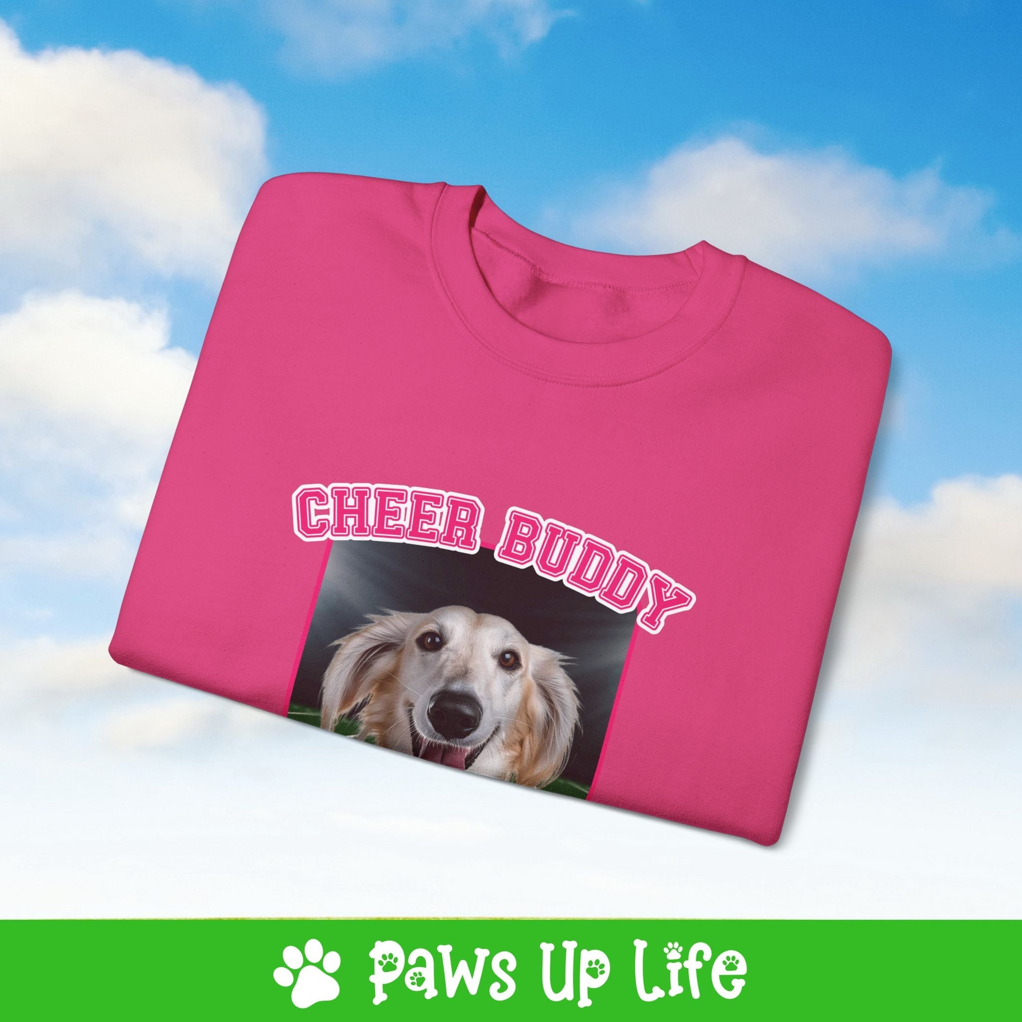 Saluki Football Cheer Buddy Cheerleading Dog Crewneck Sweatshirt, Unisex Gift for Animal Lovers, Dog Mom Dad Sweatshirt, Cute Dog Lover Apparel, Fun Pet | Paws Up Life, LLC