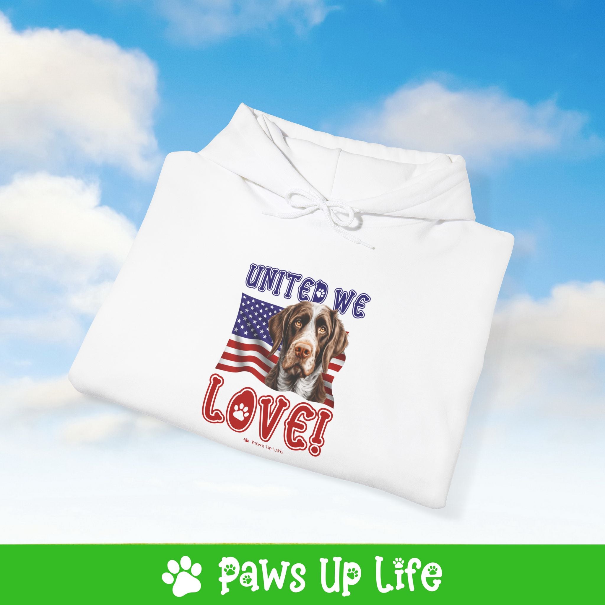 German Wirehaired Pointer Dog United We Love Unisex Hoodie Hooded Sweatshirt Classic Comfy Cotton | Paws Up Life, LLC