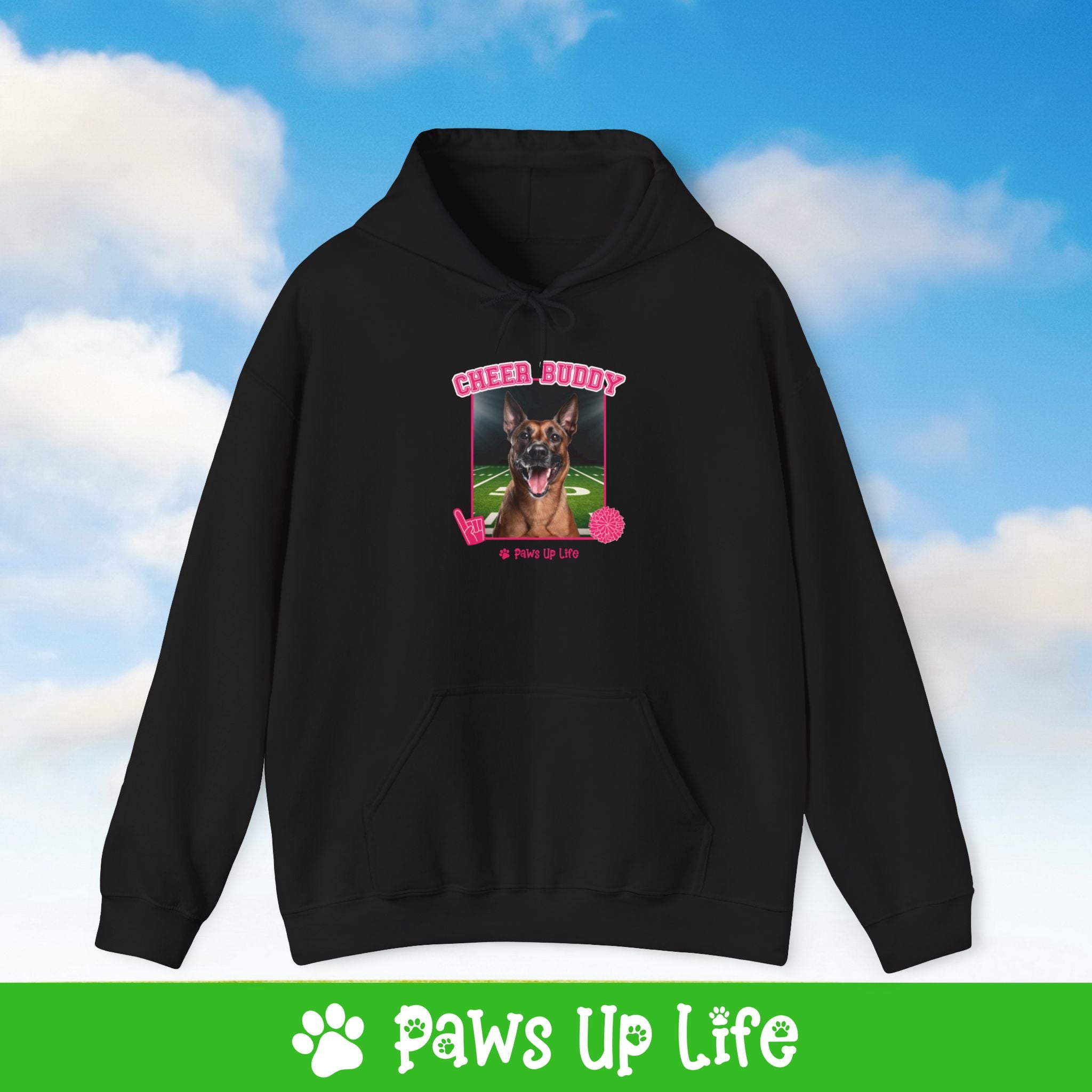 Belgian Tervuren Cheer Buddy Cheerleading Dog Unisex Hoodie Hooded Sweatshirt Classic Comfy Cotton | Paws Up Life, LLC