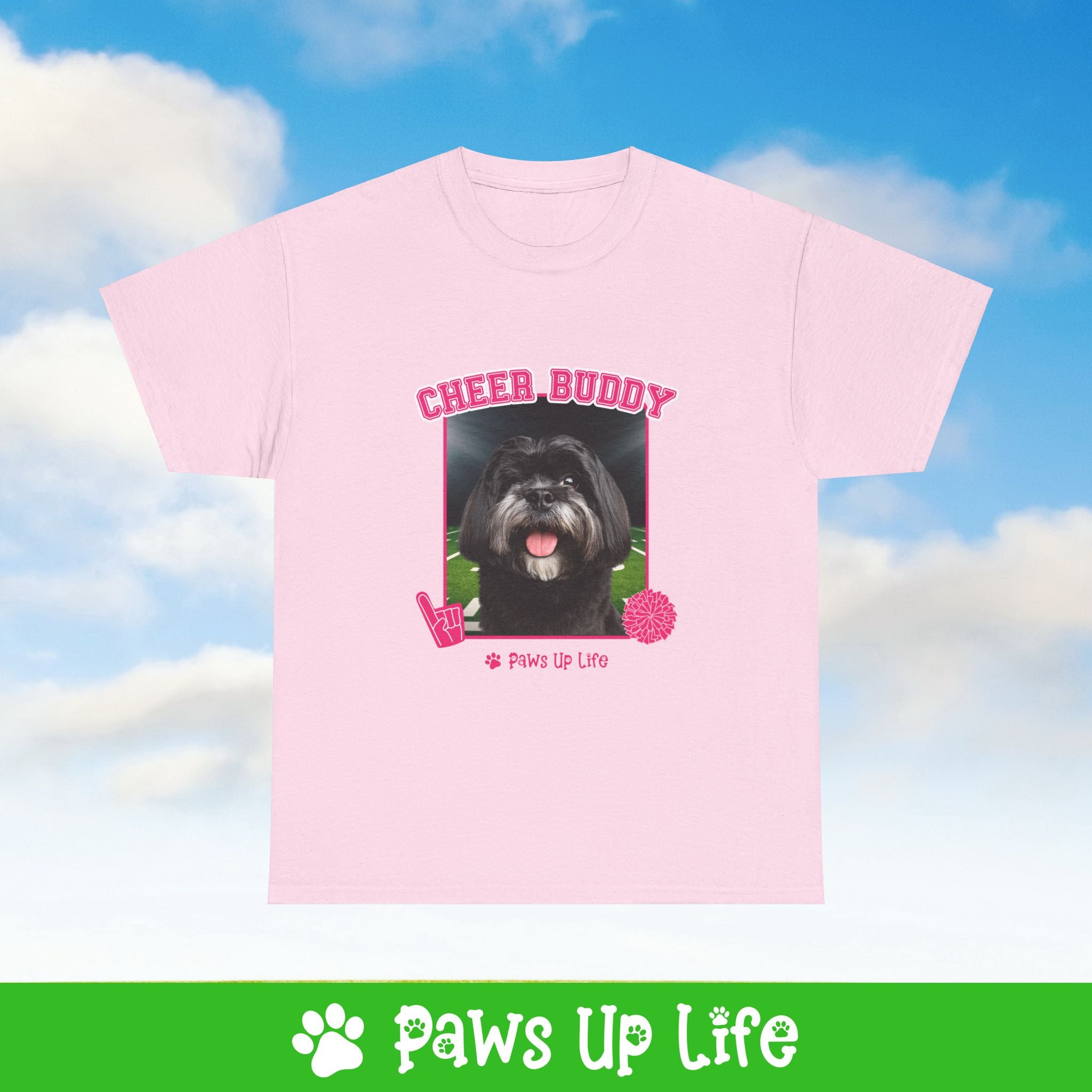 Black Lhasa Apso Football Cheer Buddy Cheerleading Dog Tee, Shirt, Unisex Pet Lover Gift, Dog Mom Dad Tshirt, Animal Rescue Advocate, Cute Puppy Graphic Top Classic Collar | Paws Up Life, LLC