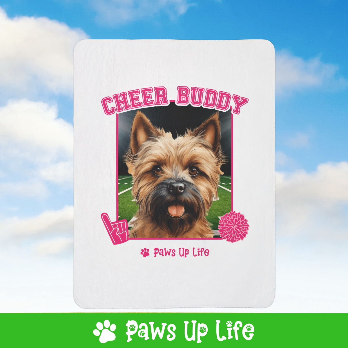 Cairn Terrier Football Cheer Buddy Cheerleading Dog Fleece Sherpa Blanket - Perfect for Snuggling and Cozy Napping | Paws Up Life, LLC