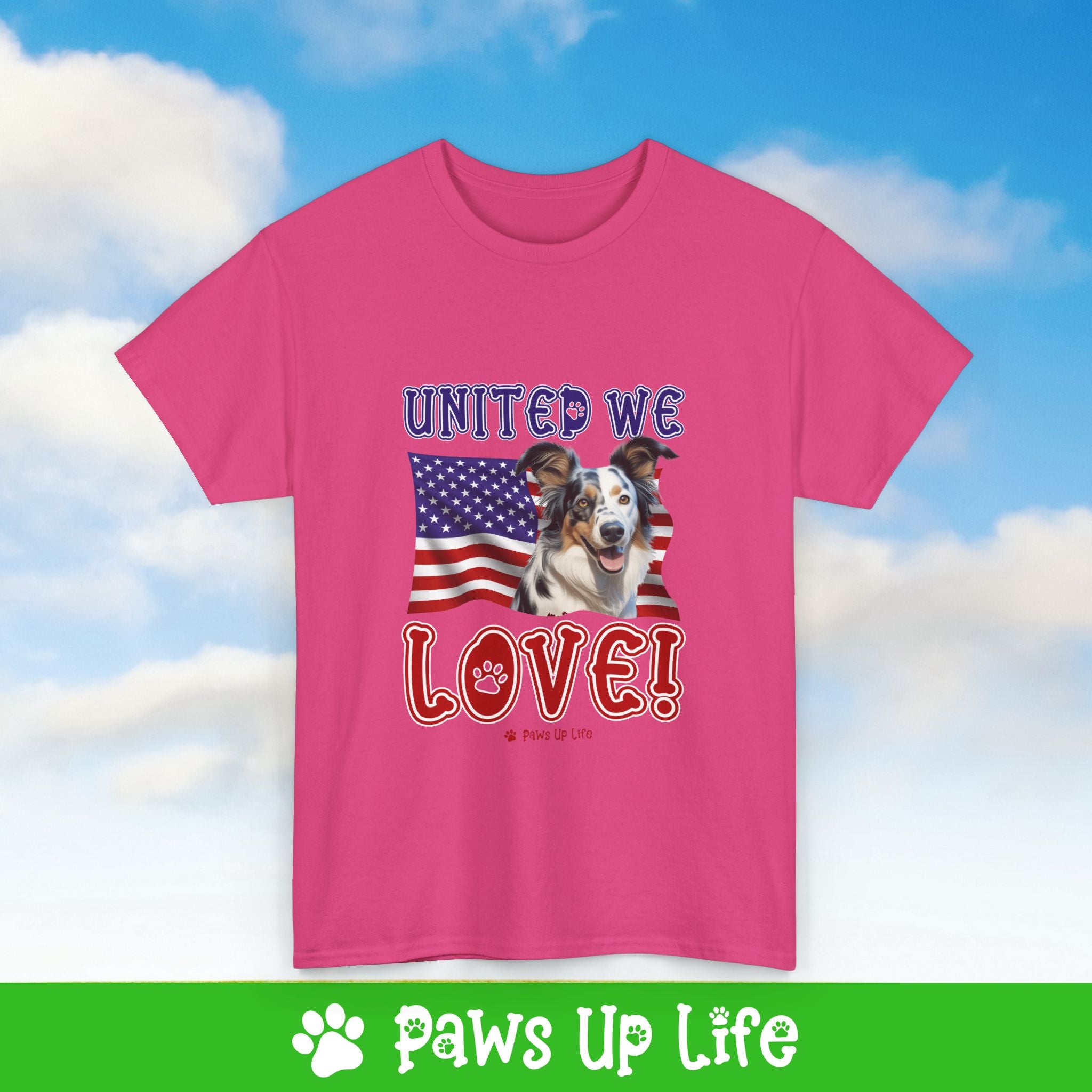 Australian Koolie Dog United We Love Dog Tee, Shirt, Unisex Pet Lover Gift, Dog Mom Dad Tshirt, Animal Rescue Advocate, Cute Puppy Graphic Top Classic Collar | Paws Up Life, LLC