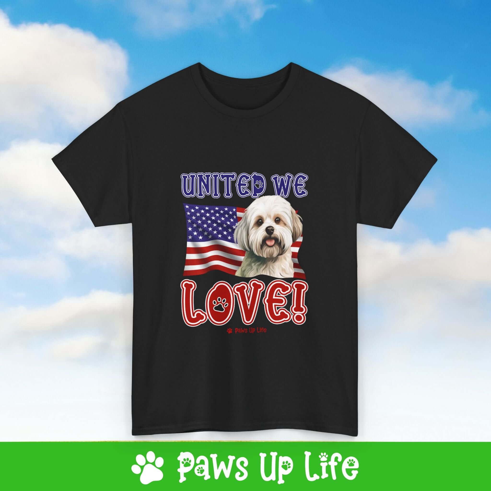 Maltese Dog United We Love Dog Tee, Shirt, Unisex Pet Lover Gift, Dog Mom Dad Tshirt, Animal Rescue Advocate, Cute Puppy Graphic Top Classic Collar | Paws Up Life, LLC