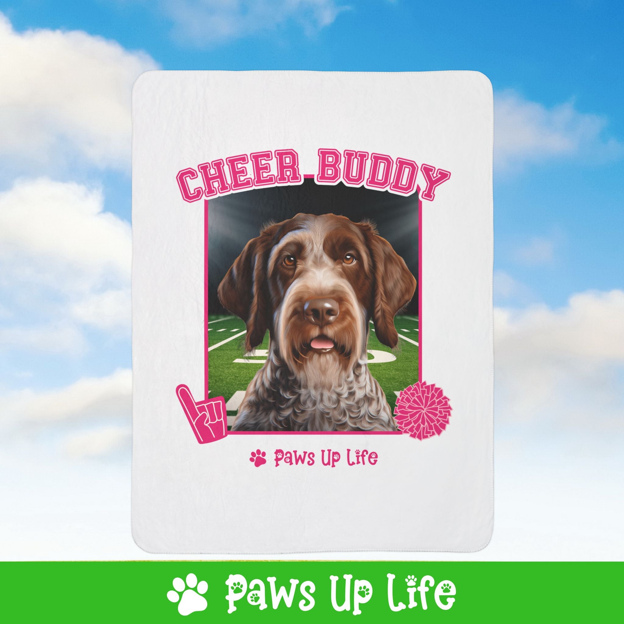 German Wirehaired Pointer Football Cheer Buddy Cheerleading Dog Fleece Sherpa Blanket - Perfect for Snuggling and Cozy Napping | Paws Up Life, LLC