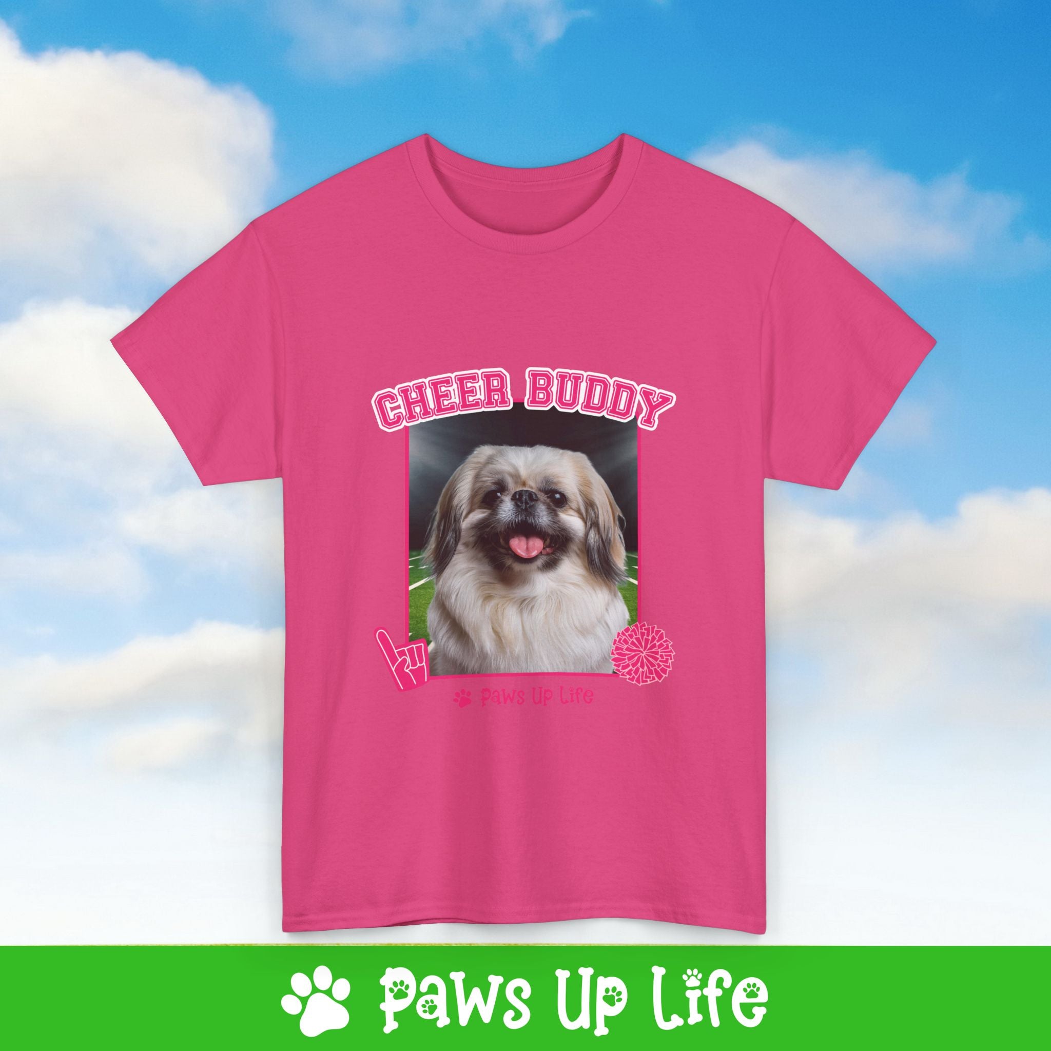 Pekinese Football Cheer Buddy Cheerleading Dog Tee, Shirt, Unisex Pet Lover Gift, Dog Mom Dad Tshirt, Animal Rescue Advocate, Cute Puppy Graphic Top Classic Collar | Paws Up Life, LLC